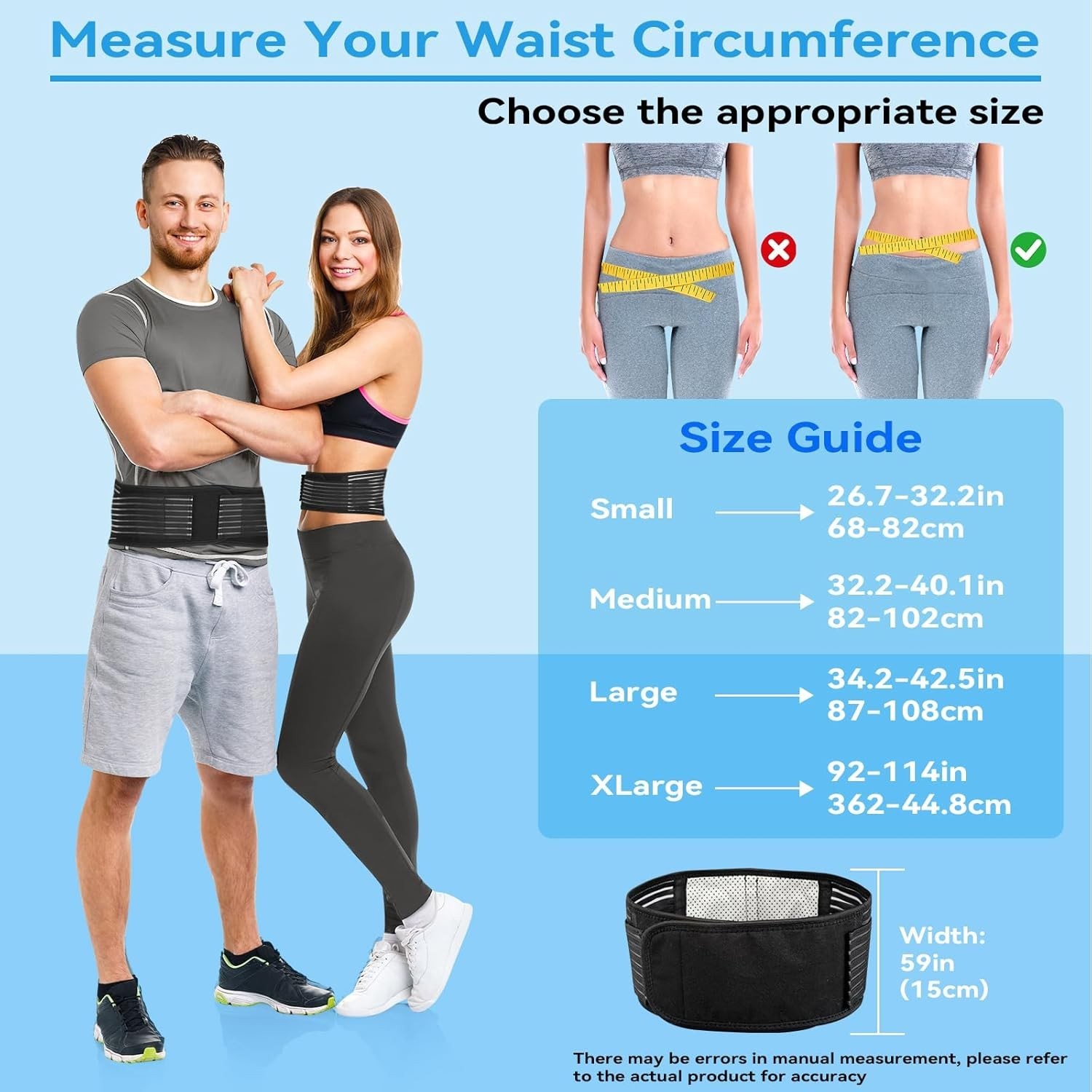 Ergonomic Magnetic Back Brace – Adjustable Self-Heating Belt for Sciatica Relief