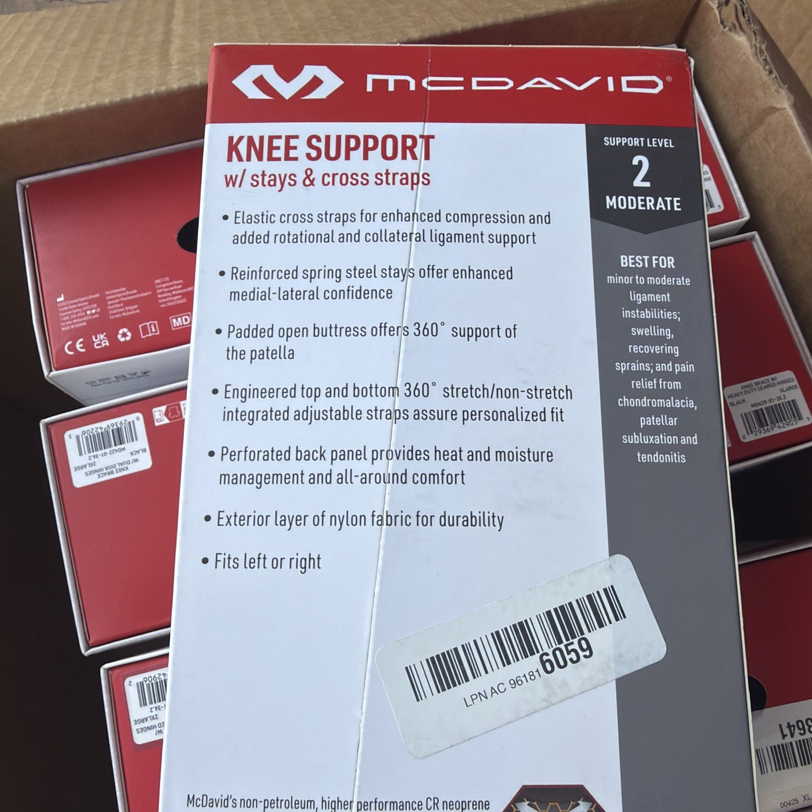 Mcdavid Level 2 Knee Brace w/ stays &cross straps size small 13-14”