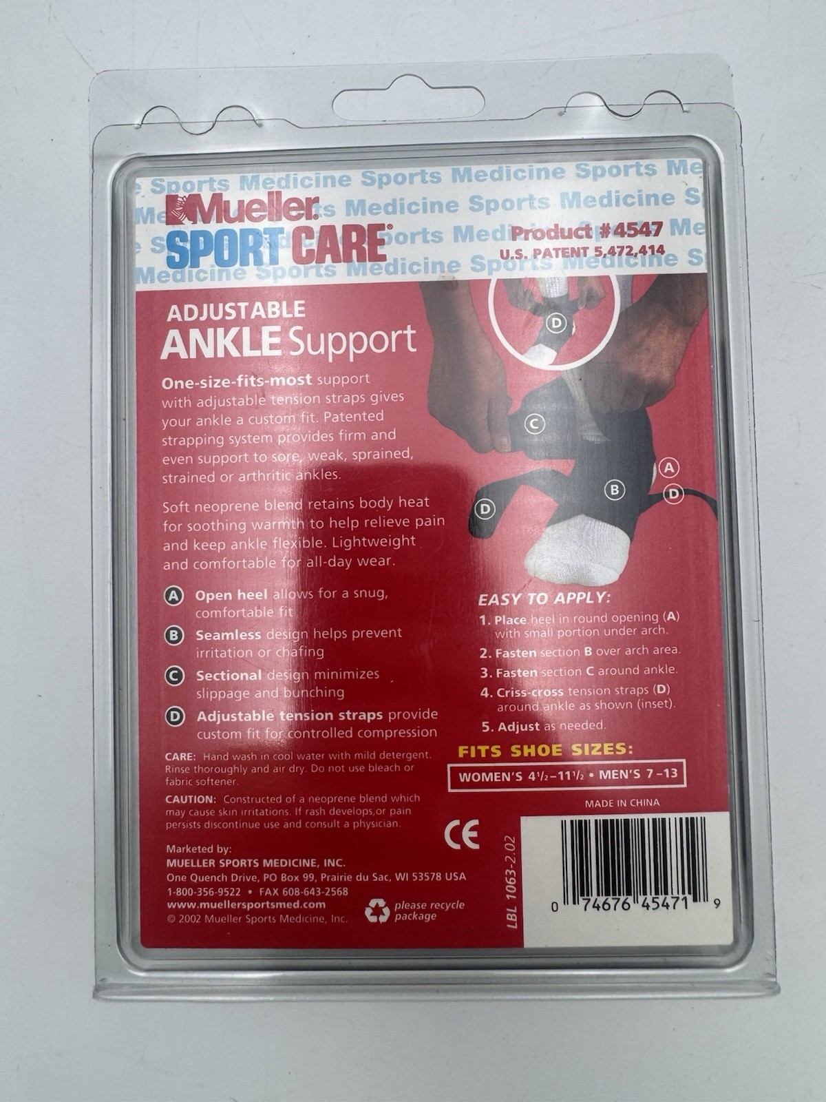Mueller Sport Care One Size Adjustable Lace Up Maximum Support Ankle Brace NEW