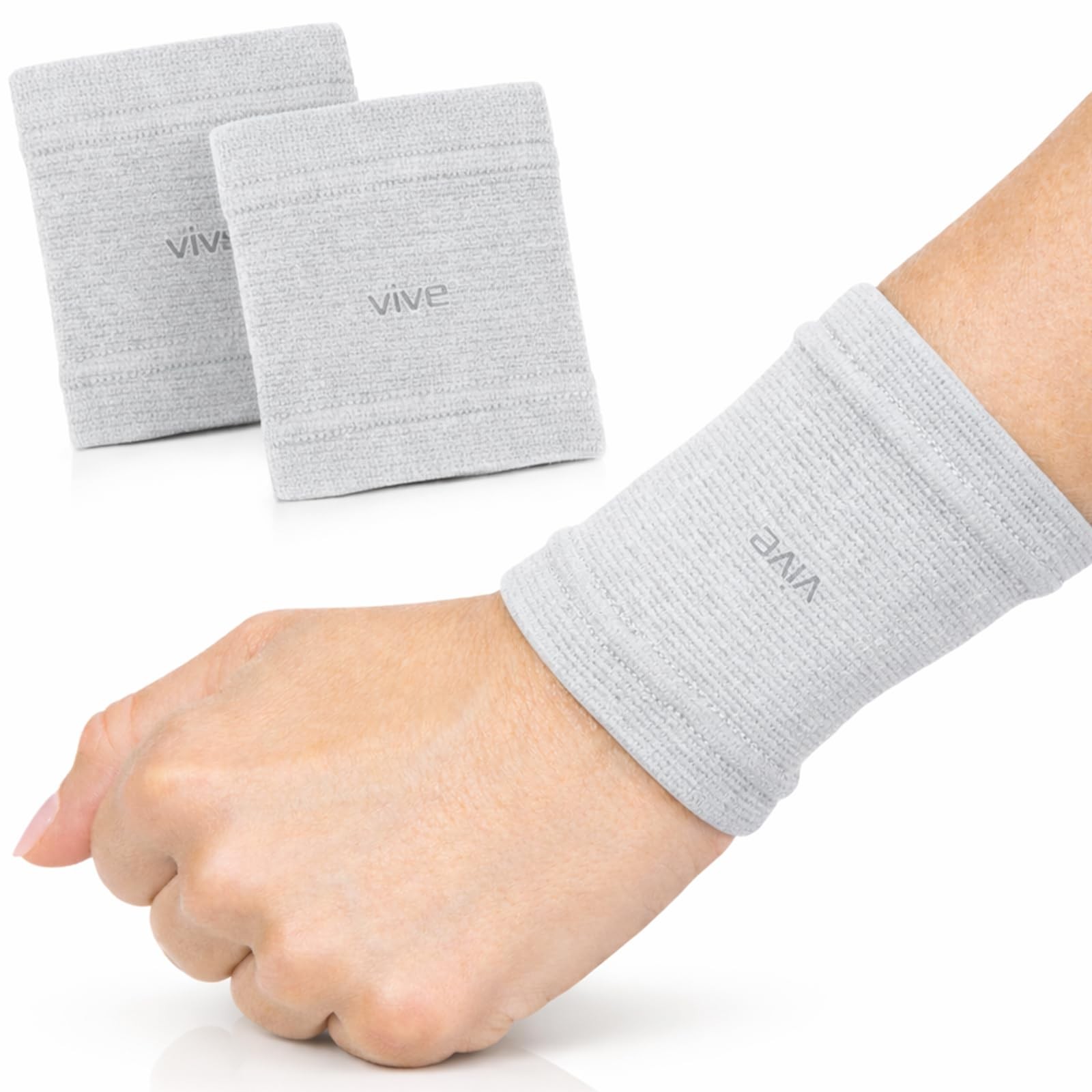 Vive Wrist Compression Sleeves for Women and Men (Pair) – Elastic Support Wri…