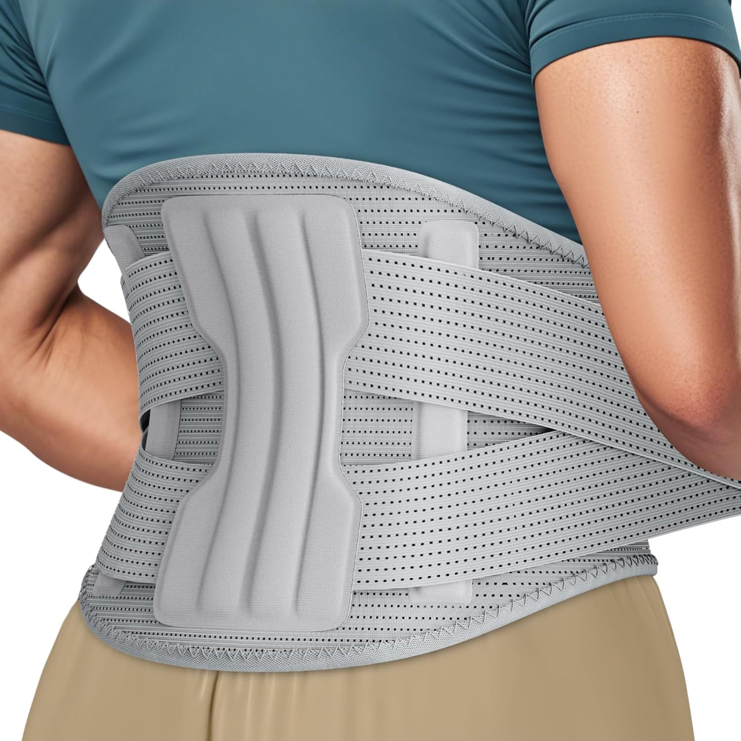 Compression Back Brace Medium Gray – Lumbar Support for Pain & Sciatica