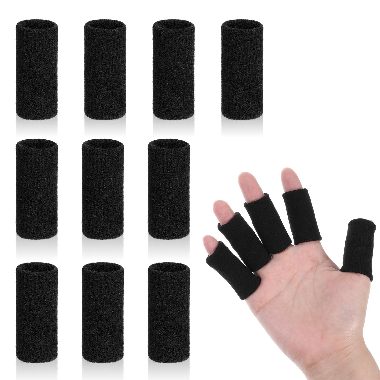 ElevateTech Finger Sleeves Protectors, 10 Pcs One Size, black