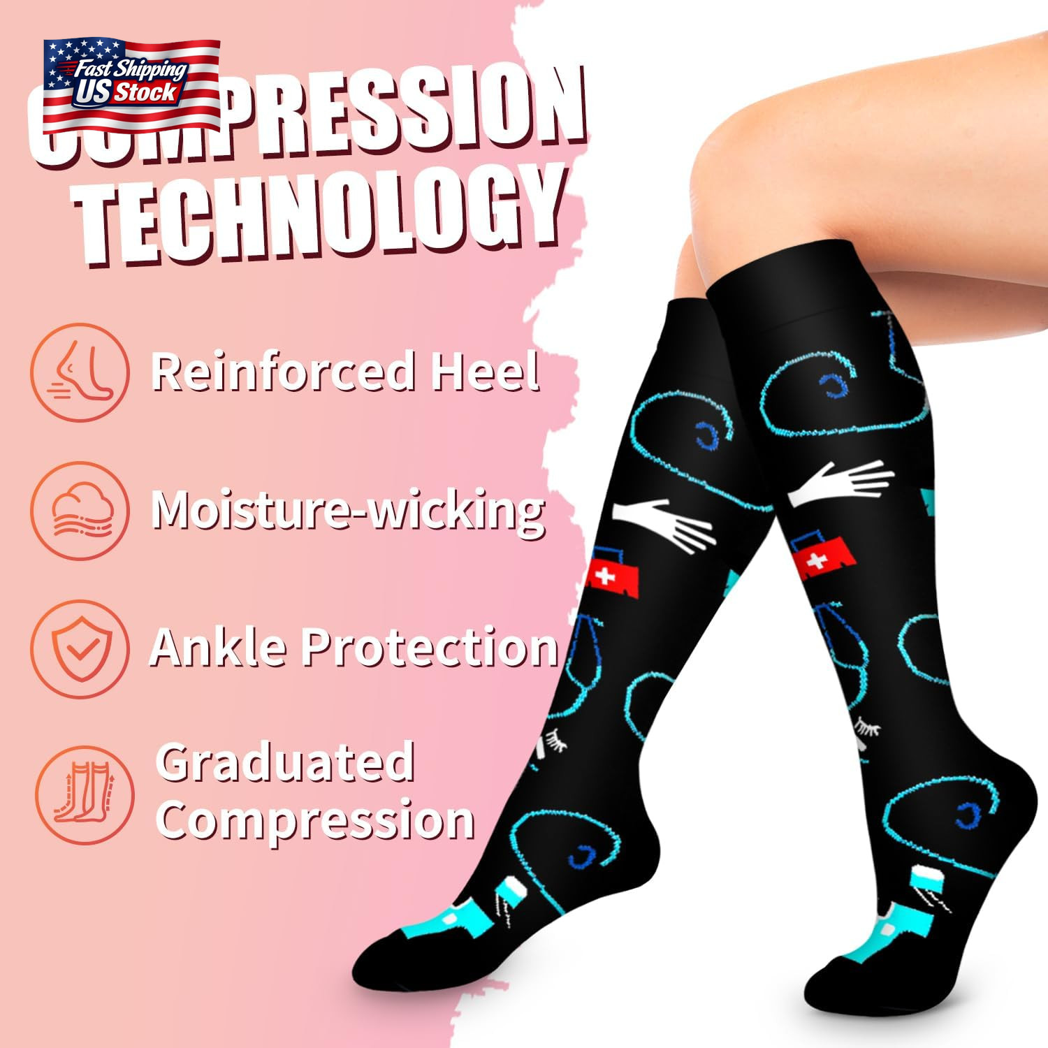 Compression Socks for Women & Men Circulation (6 Pairs) 15-20 Mmhg Is Best Suppo