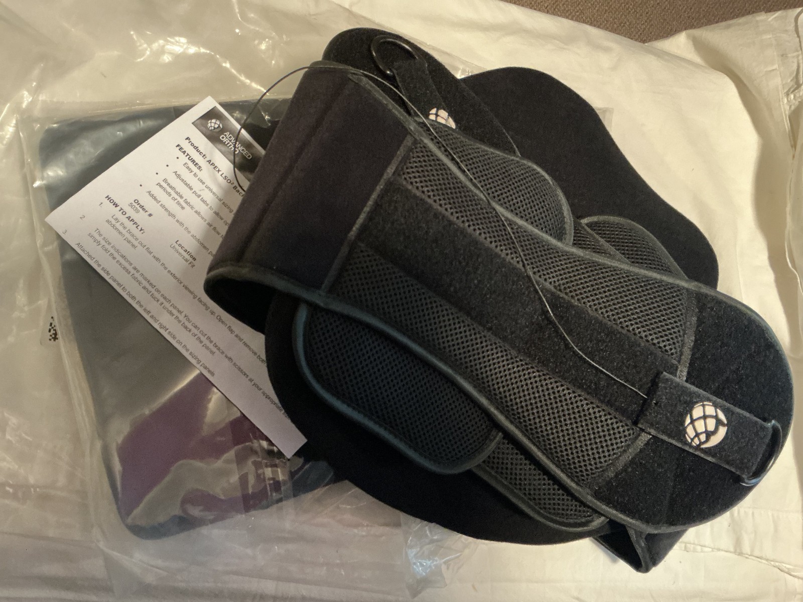 Advanced Ortho Apex 5039 LSO Back Brace Support 39/51