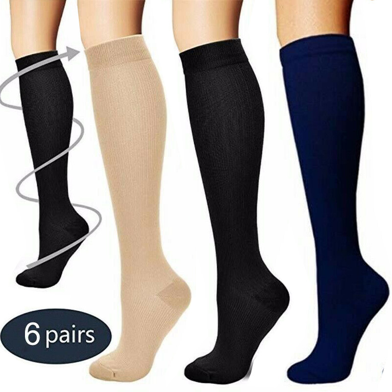 6 Pairs Compression Stockings for Varicose Veins 15-20 Close Toe Socks S/M/L/XL