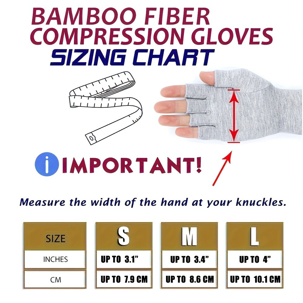1Pair Bamboo Fiber Compression Gloves for Hand Care Exercise Wrist Brace Support