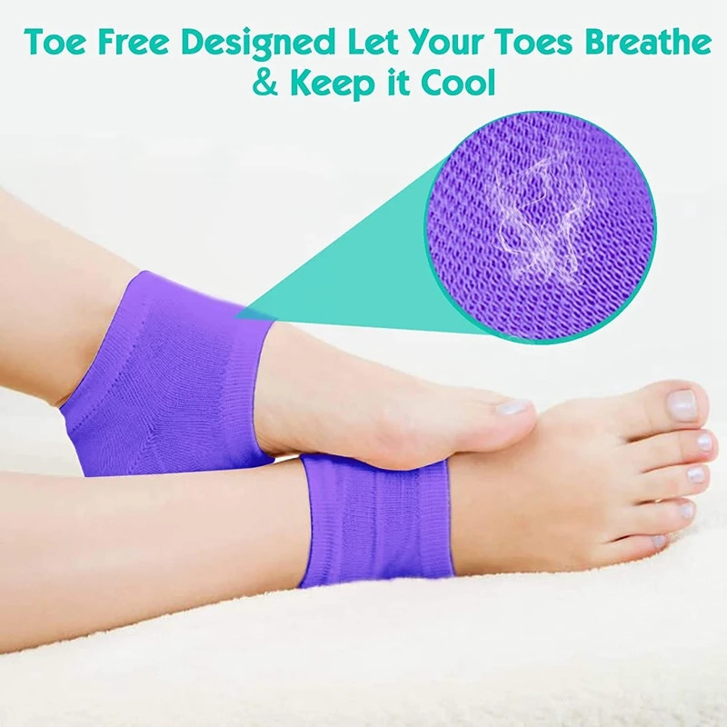 1 Pair Colorful Silicone Moisturizing Gel Heel Socks Feet Skin Care Cracked Dry