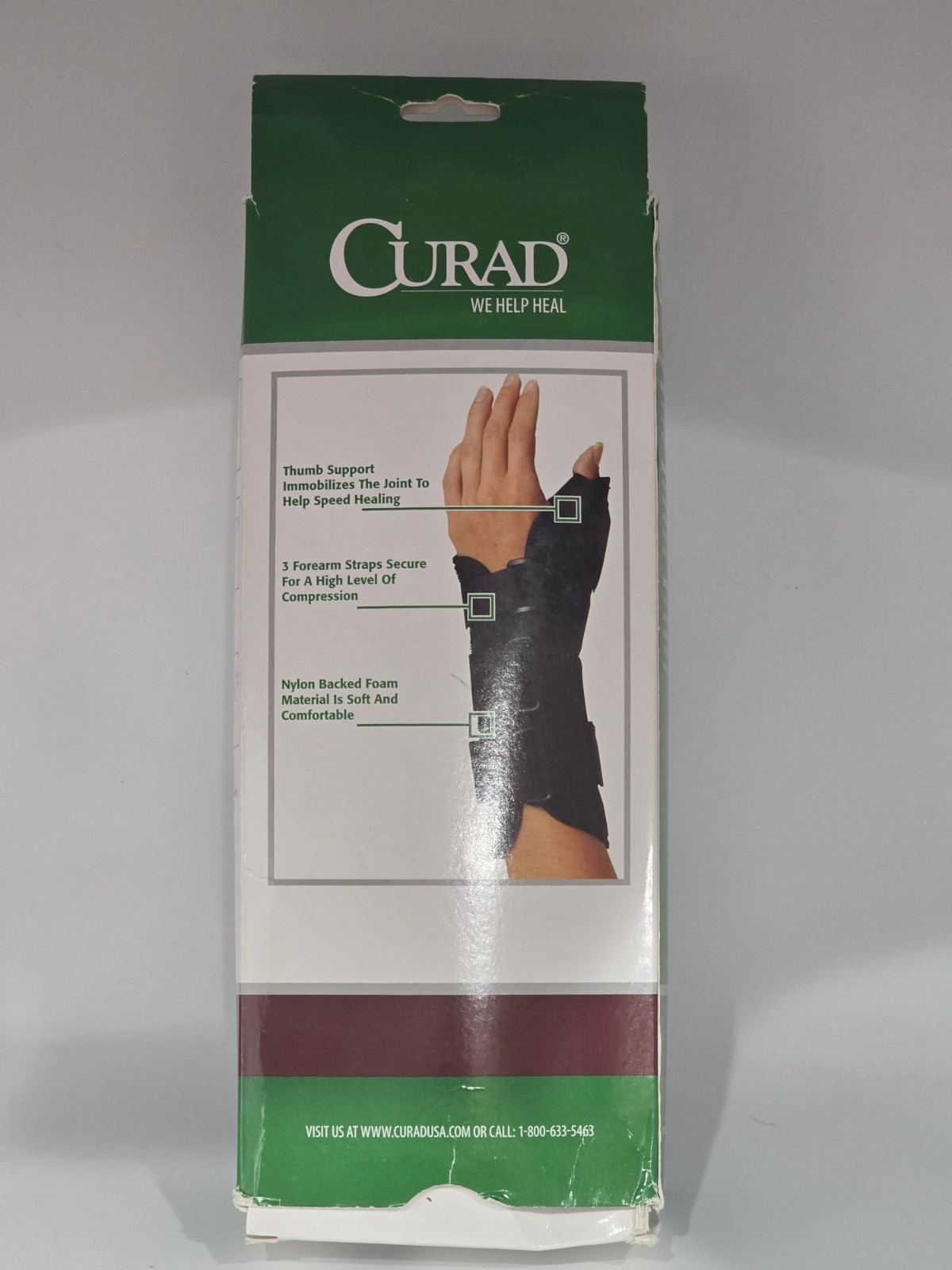 LEFT Wrist & Forearm Splint Abducted Thumb, LARGE – ORT18210LLD – Curad – NIB