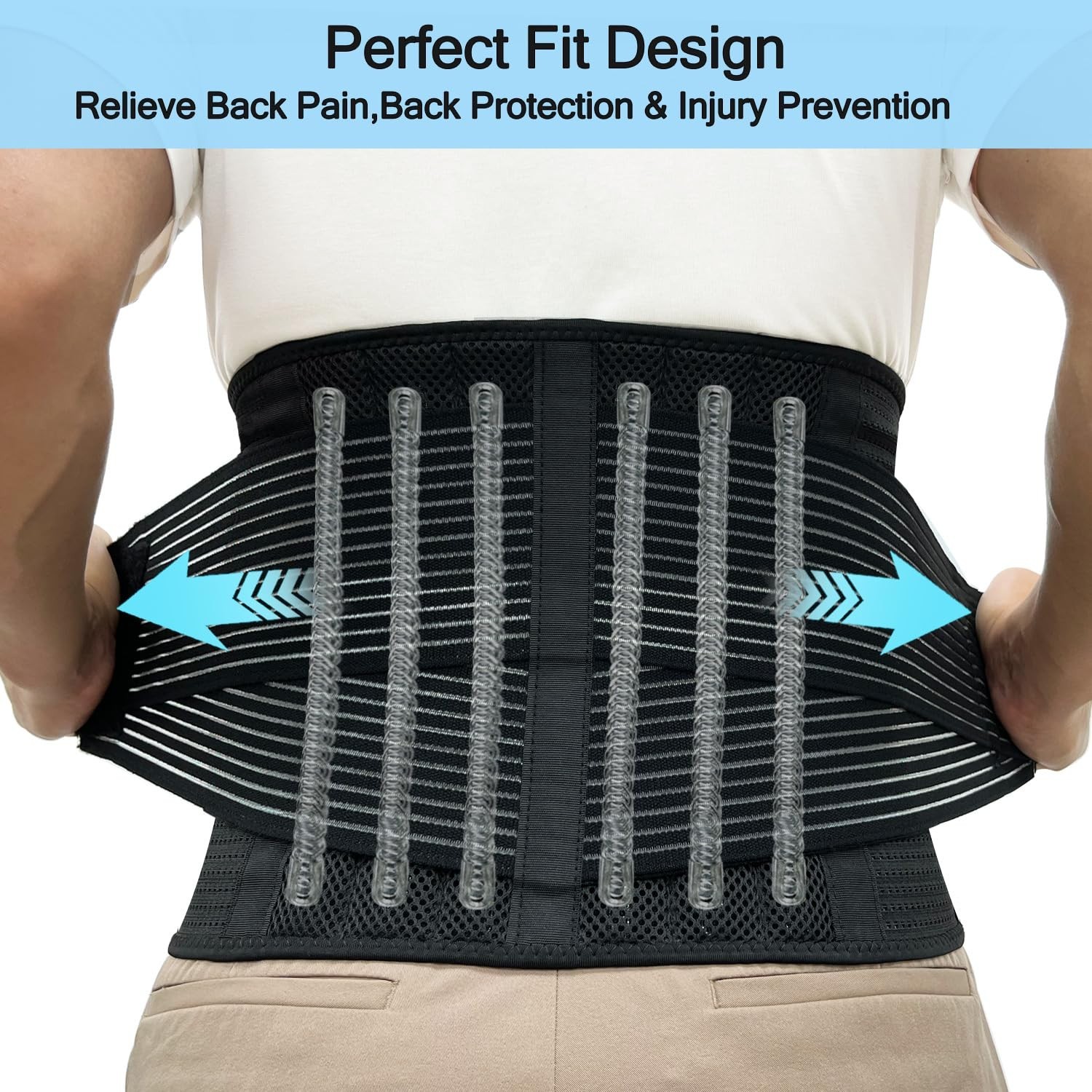 Back Brace XXXL Men Women Lumbar Support Sciatica Relief Work Lifting Black Belt