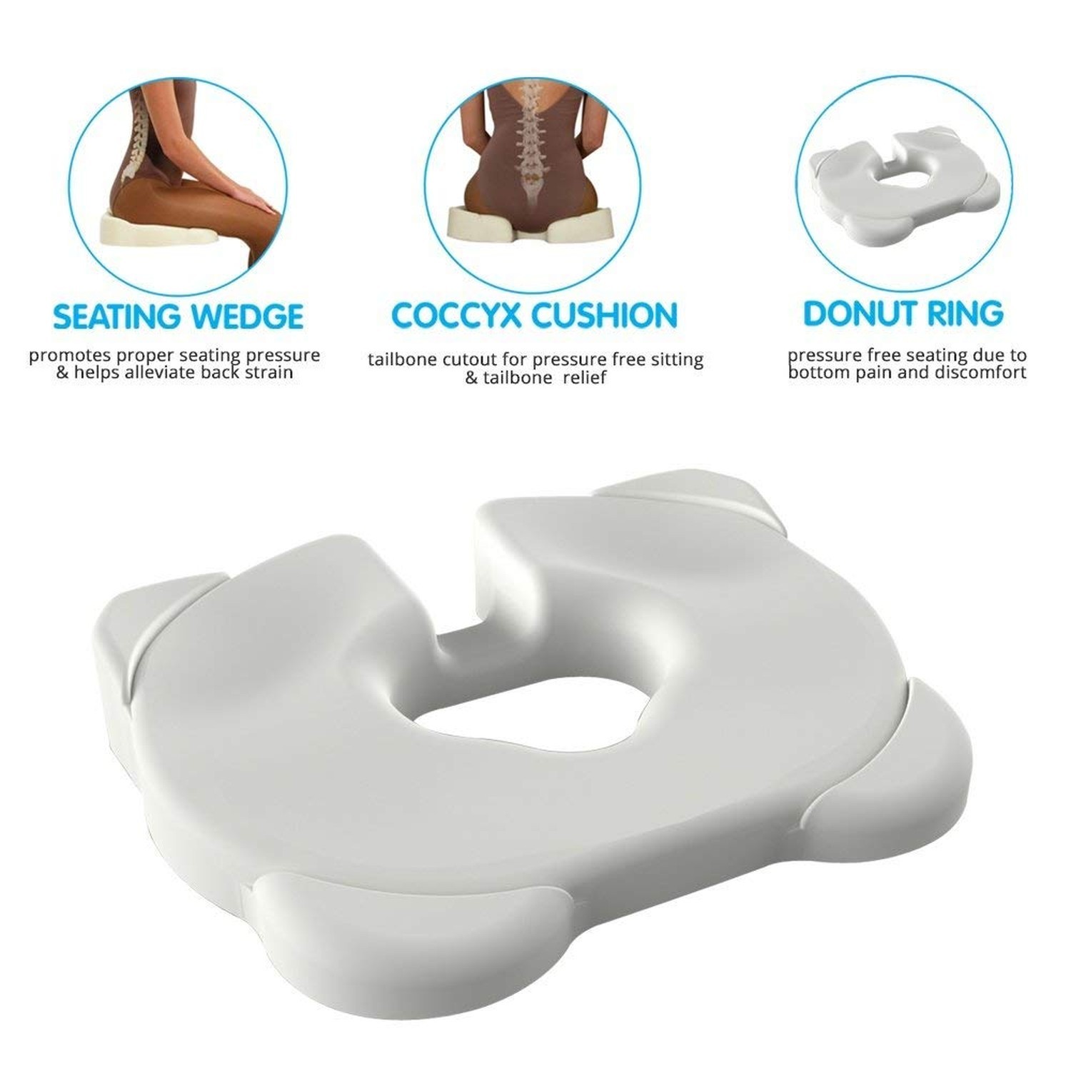 Contour Kabooti Donut Seat Cushion, 3-in-1 Design with Center Cutout for Tail…