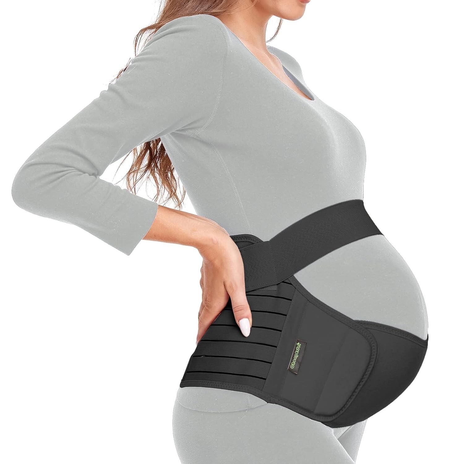 ChongErfei Pregnancy Belly Support Band Maternity Belt Black Large Adjustable