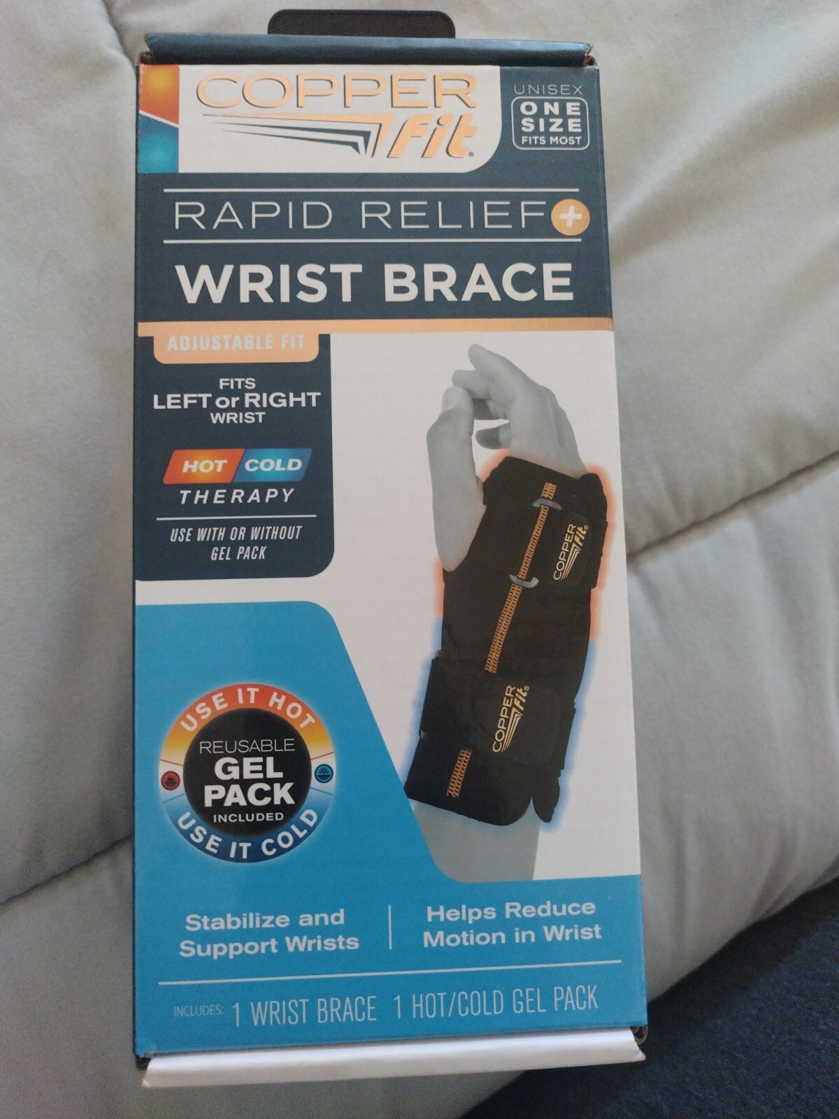 Copper Fit Rapid Relief Wrist Hot/Cold Therapy Unisex Black One Sz