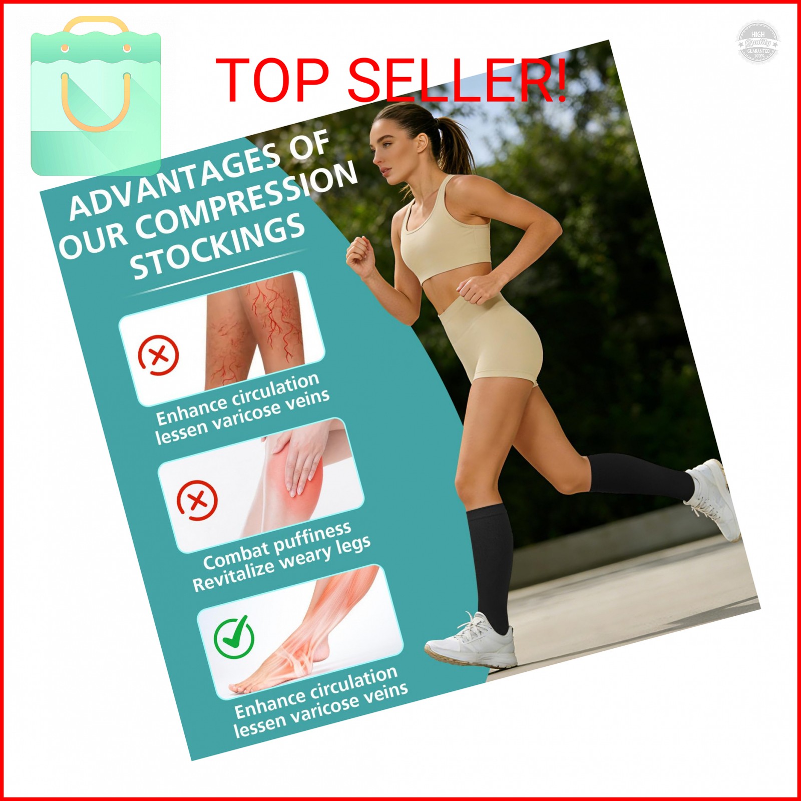 3 Pairs Open Toe Compression Socks for Men & Women – 15-20 mmhg Knee High Stocki