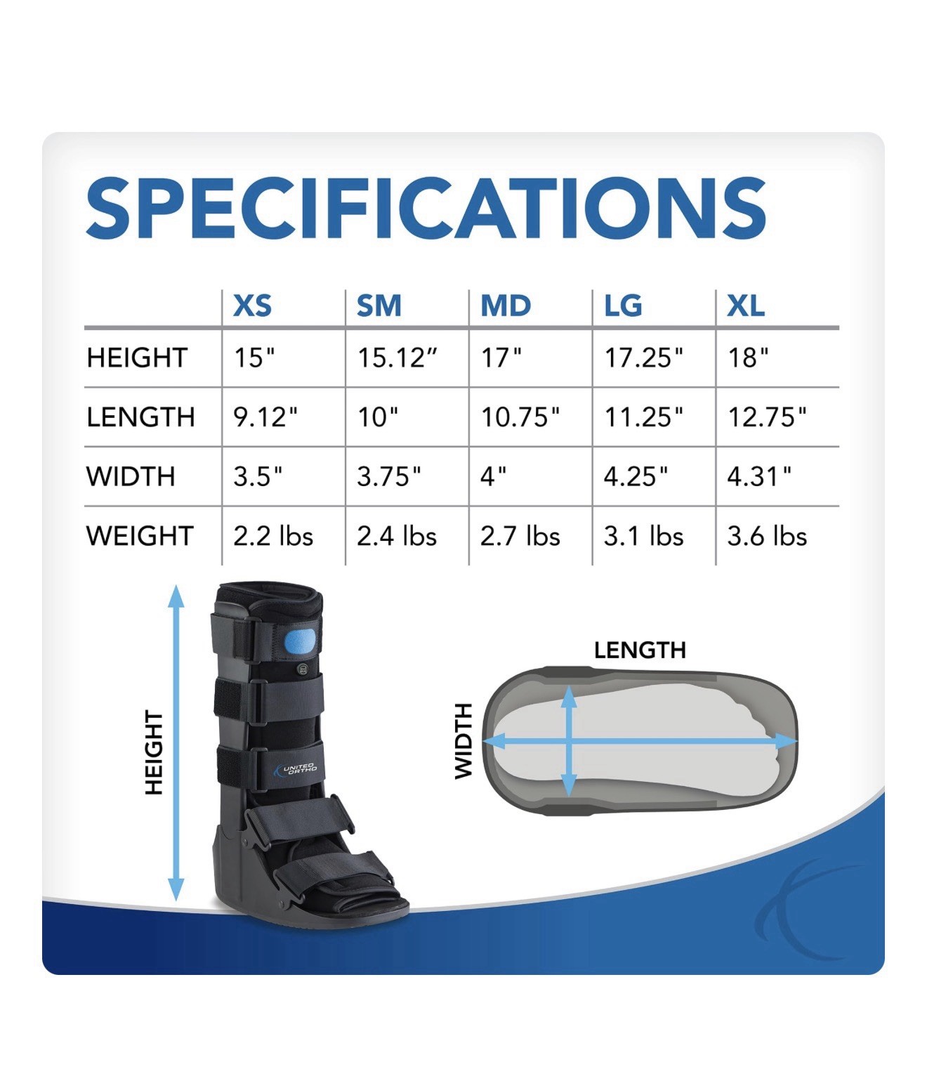 United Ortho Air Cam Walker Fracture Boot, Small, Black Model No. USA14003