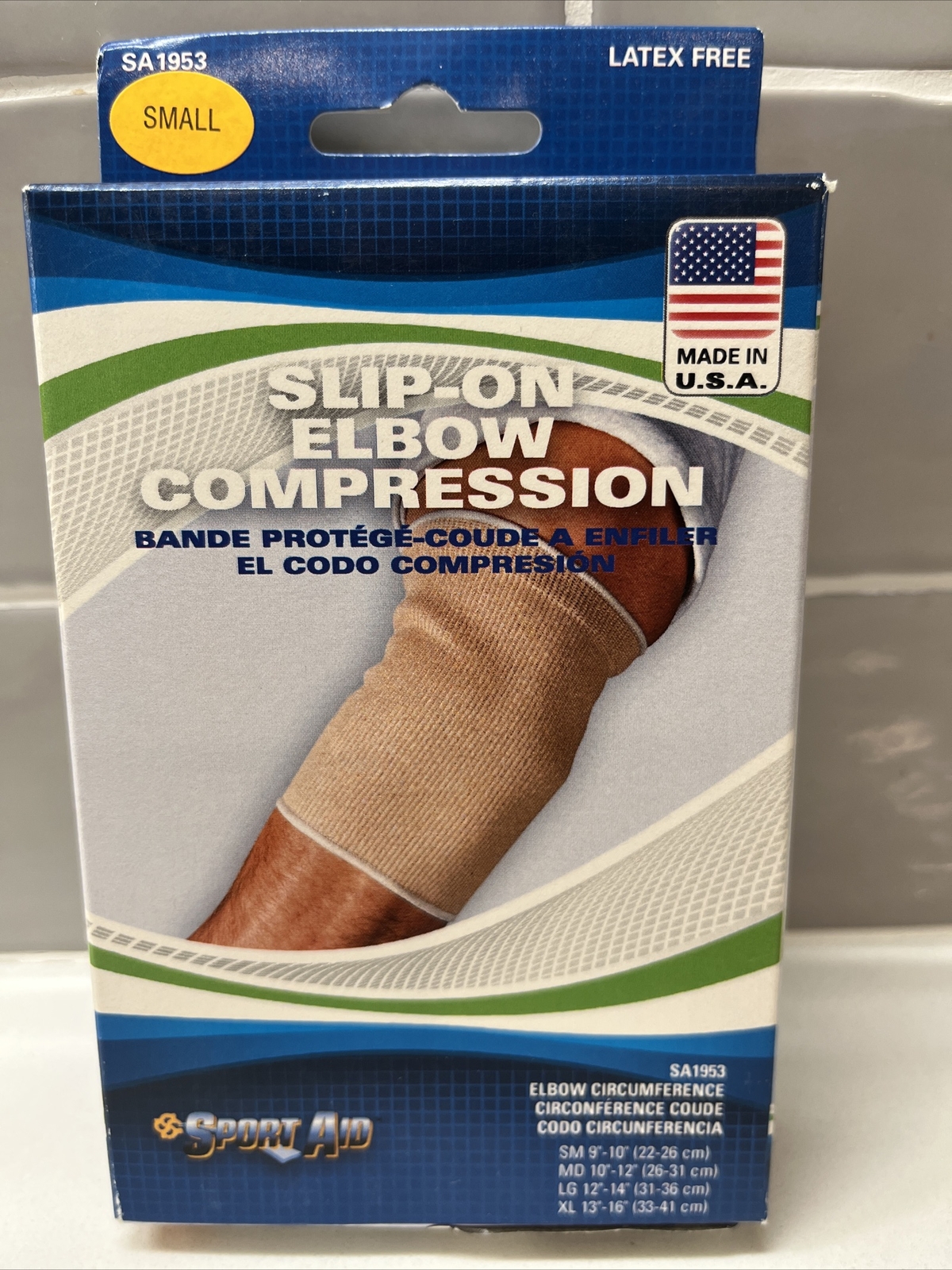 Sport Aid Slip-On Elbow Compression Size SMALL Latex Free Brand New