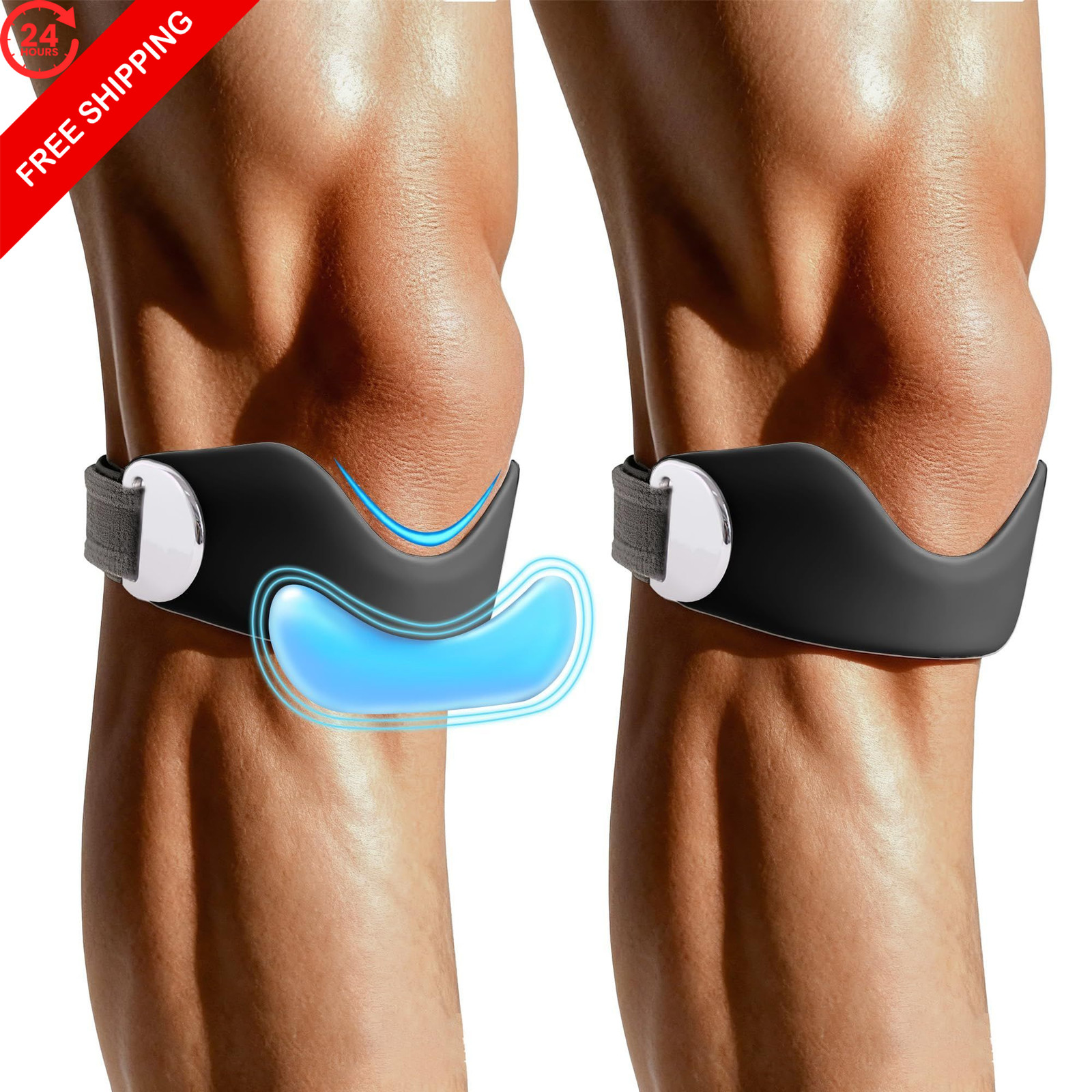 HHBOXIU Patellar Tendon Support Strap 2-Pack – Patella Band & Knee Black