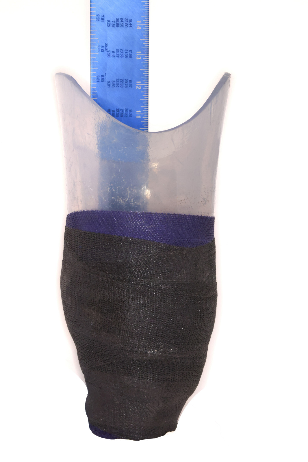 PROSTHETIC CLEAR LEG SOCKET w EXPULSION VALVE & MOUNTING PYRAMIDAL BASE H=12.5″