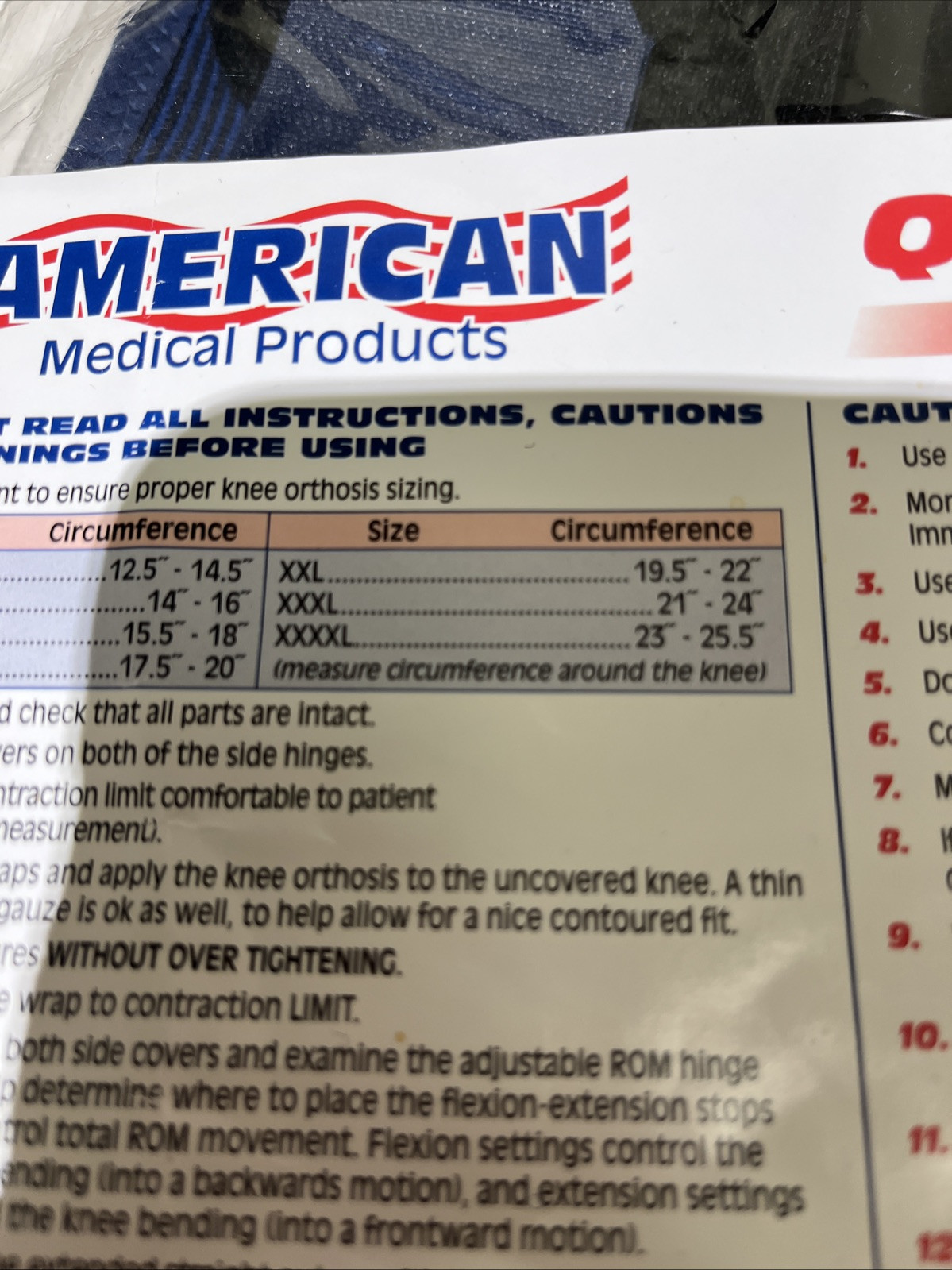 American Medical Products Quicksilver Knee Brace Blue Size 2XL Brand New