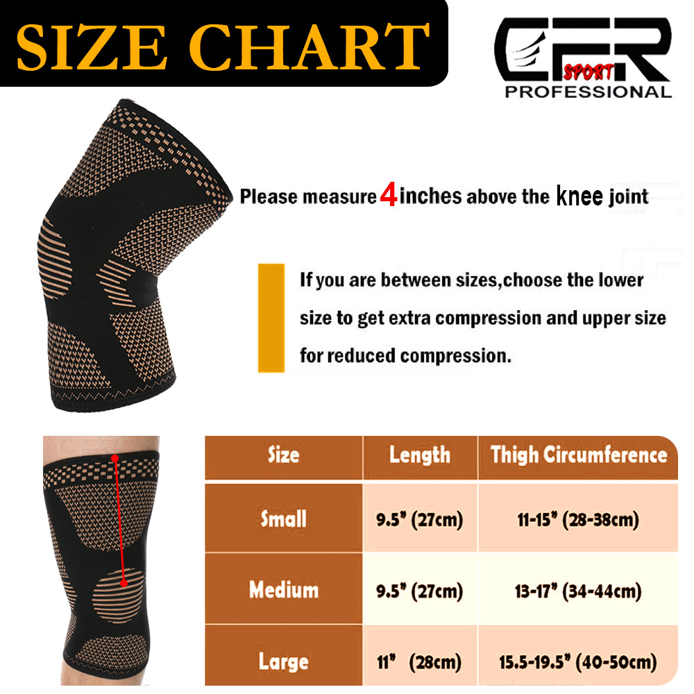 Copper Knee Brace Sleeve Patella Support Sports Gym Arthritis Tendon Joint Pain