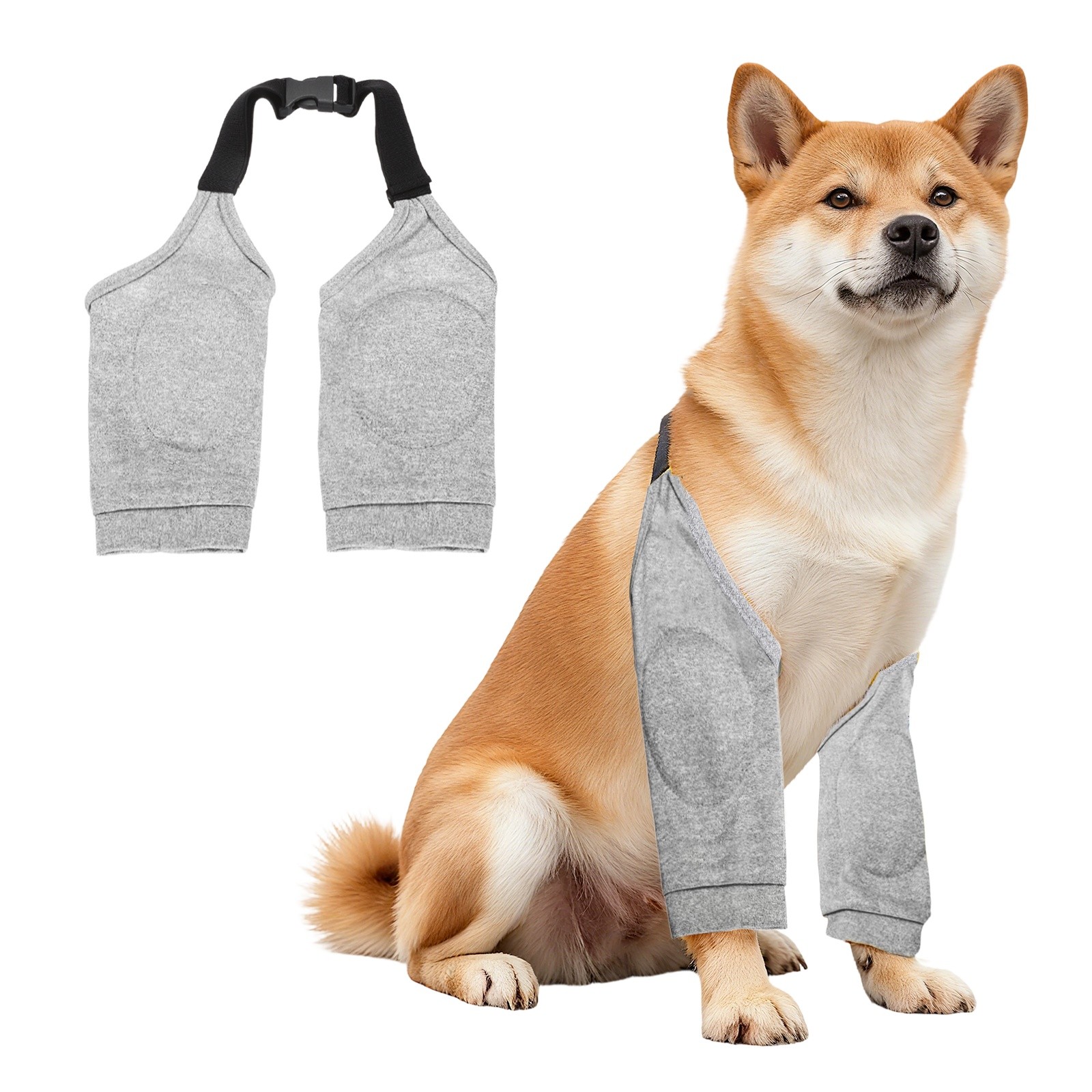 Dog Leg Sleeves Suit for Front Legs 2XL Gray Polyester