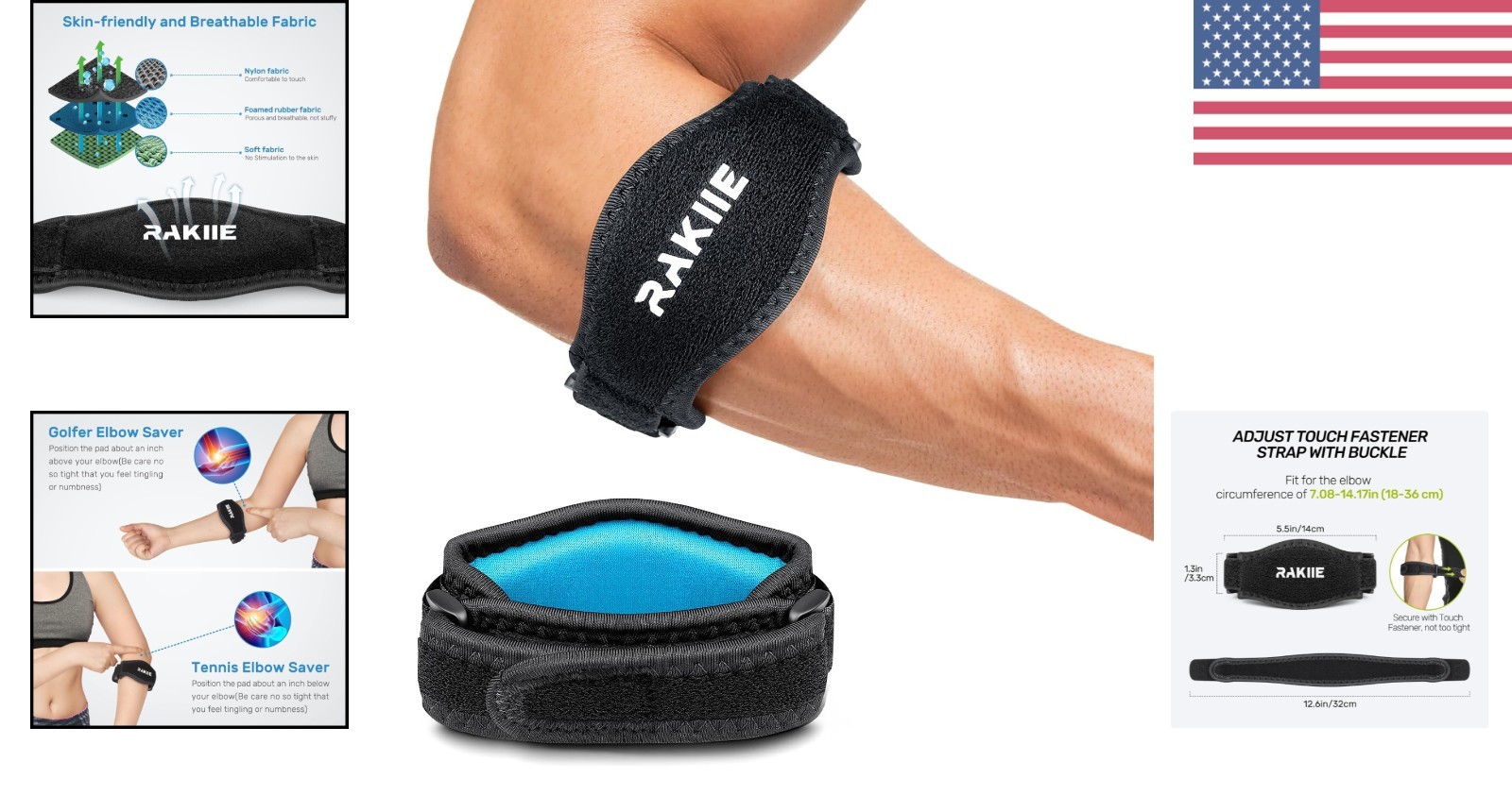 Adjustable Elbow Brace for Tendonitis Relief – Lightweight and Durable Support