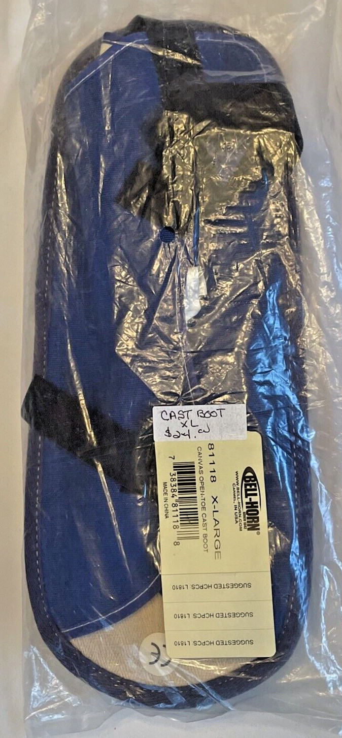 Bell-Horn Canvas Open-Toe Cast Boot, Model 81118, Blue, X-Large