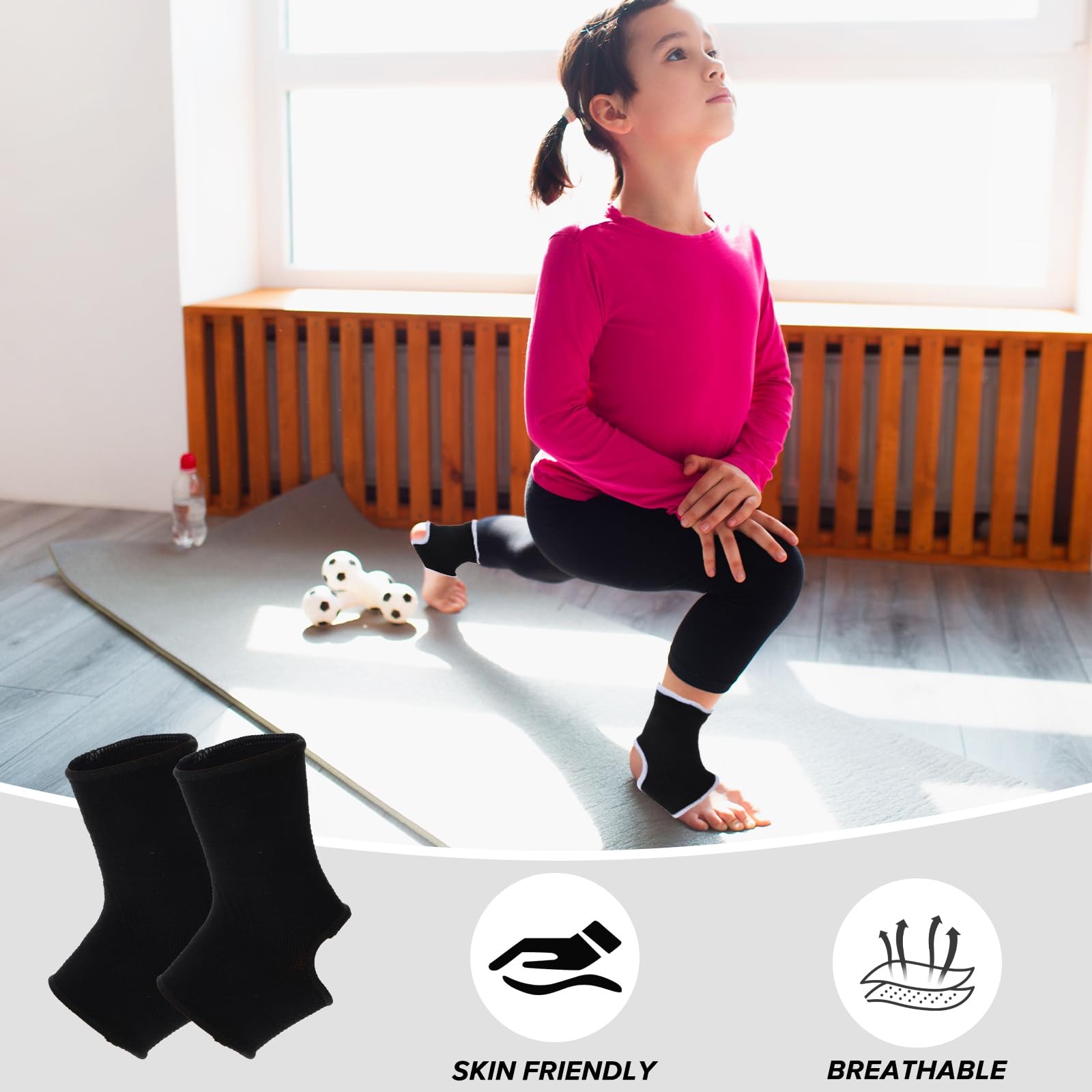 Kids Ankle Brace for Joints Child Compression Sleeves 7-12 Years 2 Pairs