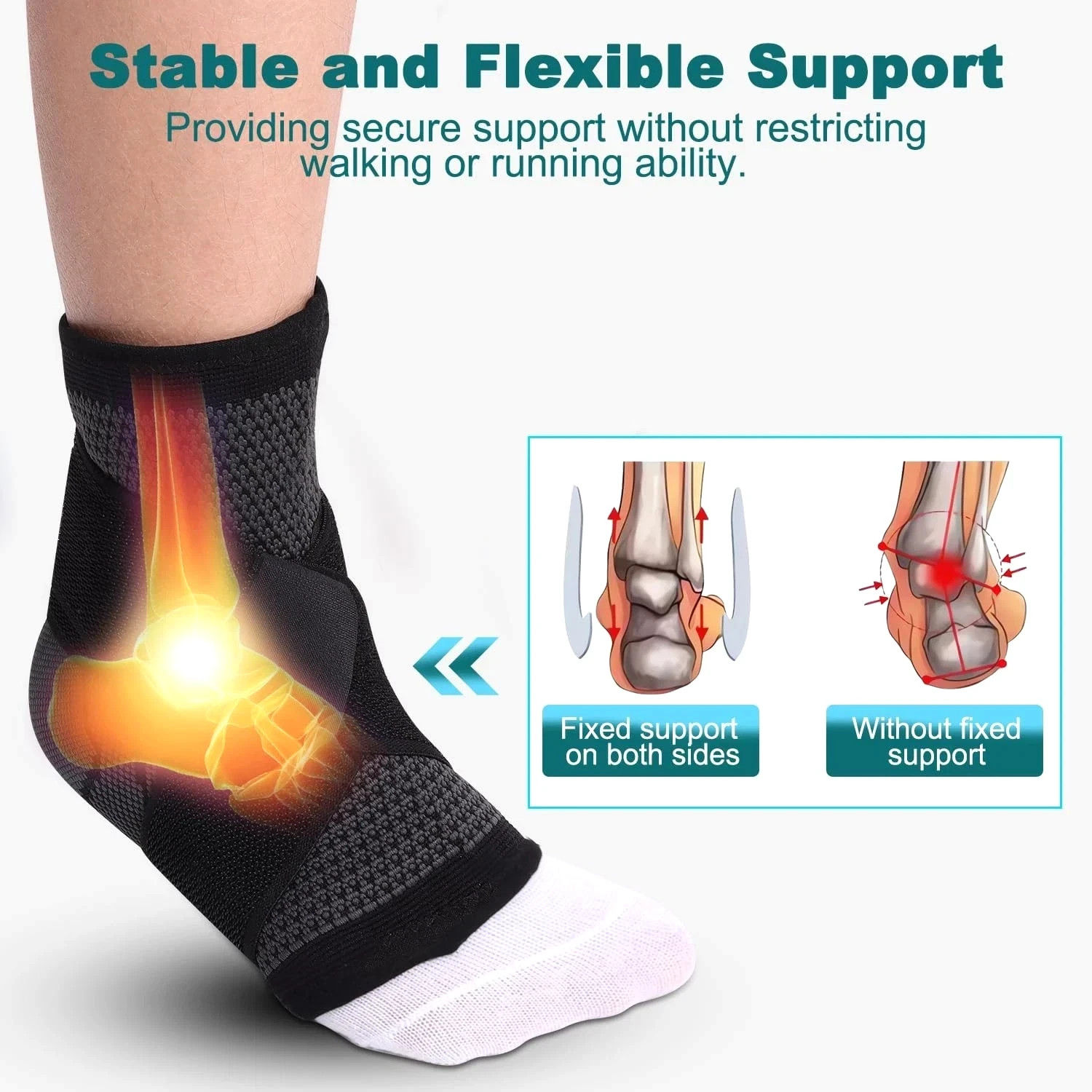 Ankle Brace Compression Sleeve Support Plantar Fasciitis Pain Relief Foot Wrap