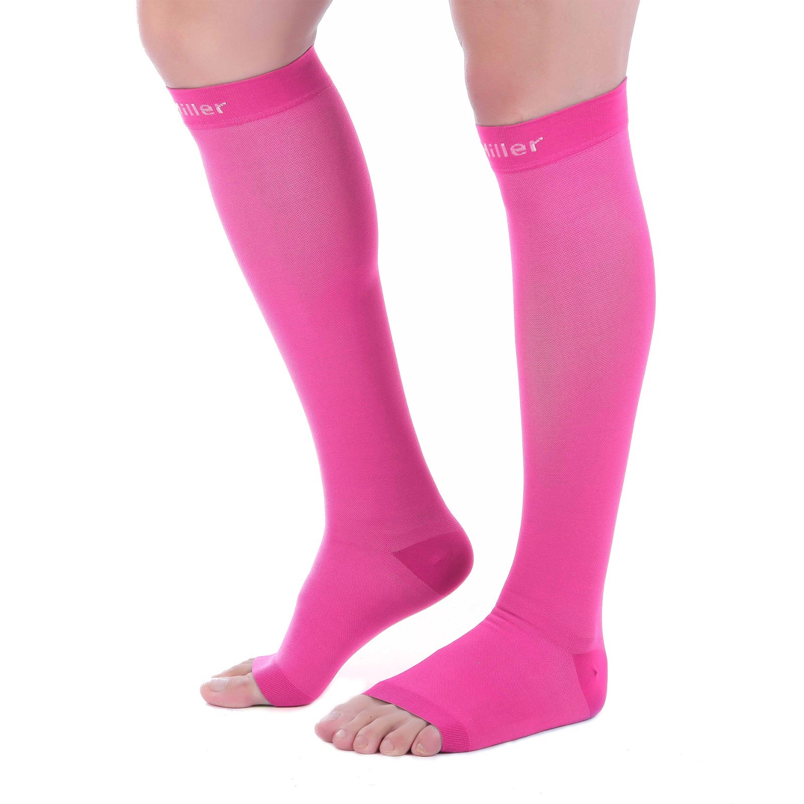 Open Toe Socks Doc Miller Compression 20-30 mmHg Recovery Varicose Veins PINK