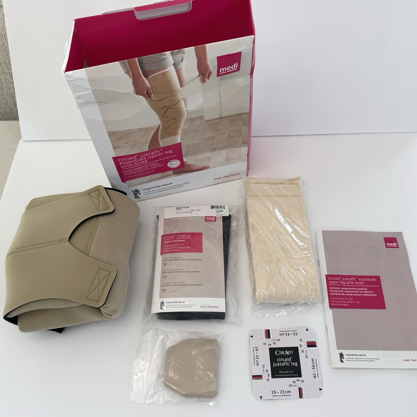 Medi Circaid Juxtafit Compression Wrap Upper Leg w/ Knee 45cm Short Left Medium