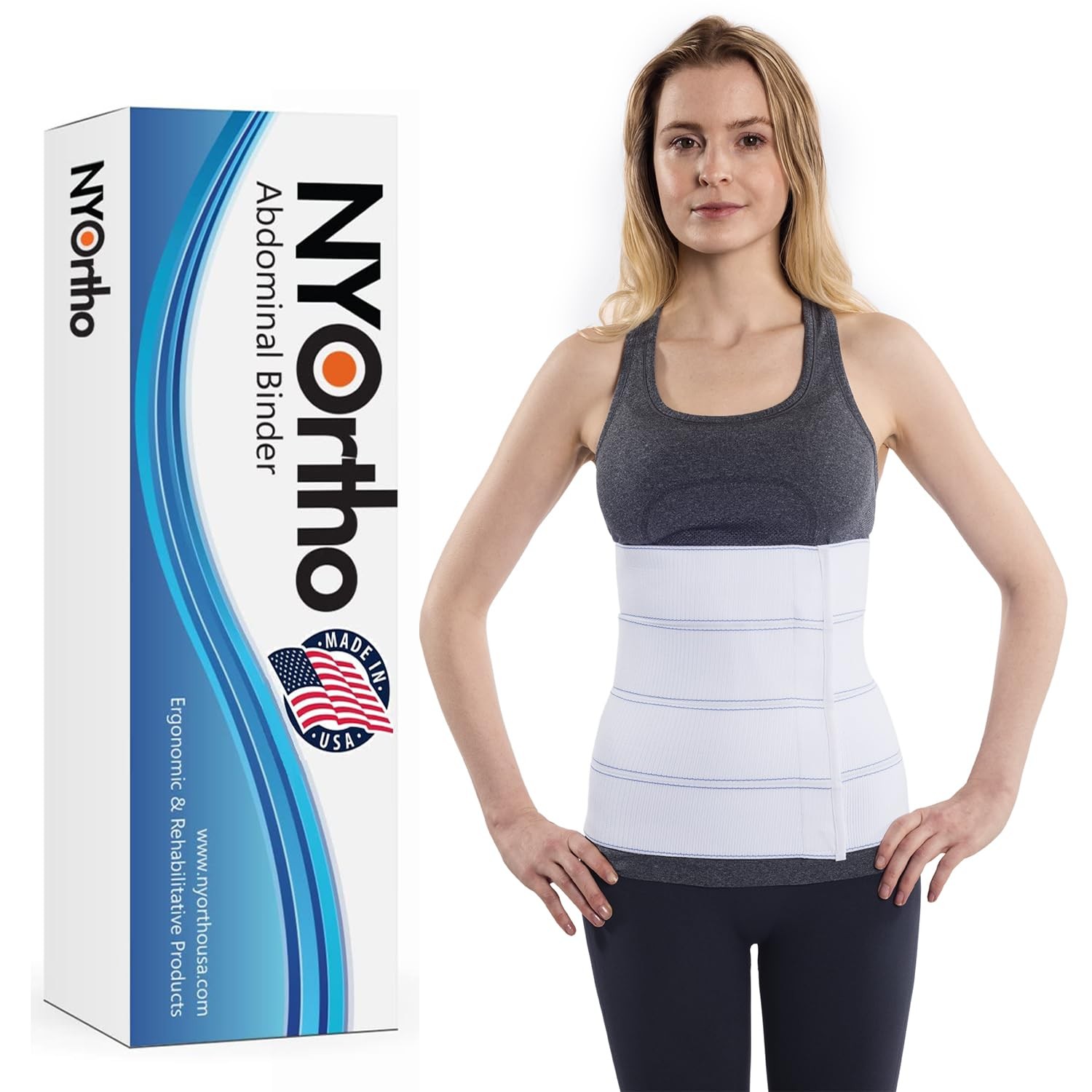 Abdominal Binder 12″ 4-Panel Compression Belt for Hernia, Back Pain, Recovery