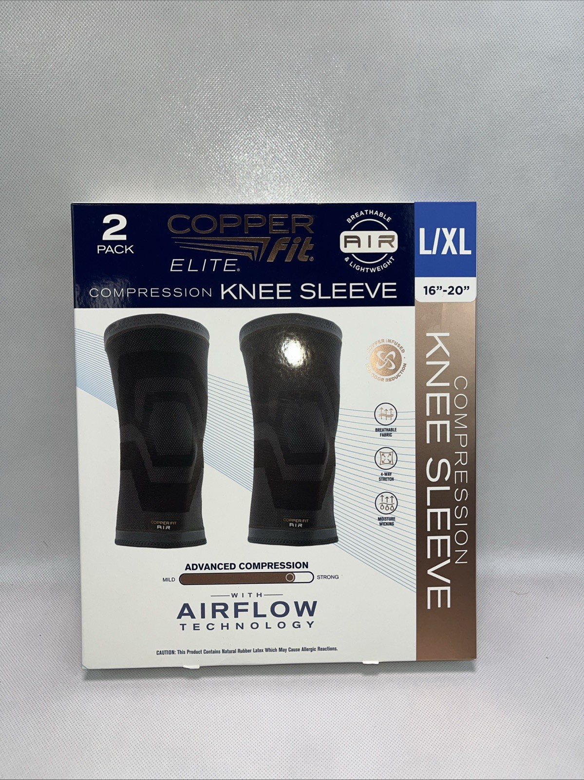 Copper Fit Elite Compression Knee Sleeve L/XL 16”-20” With Airflow Technology