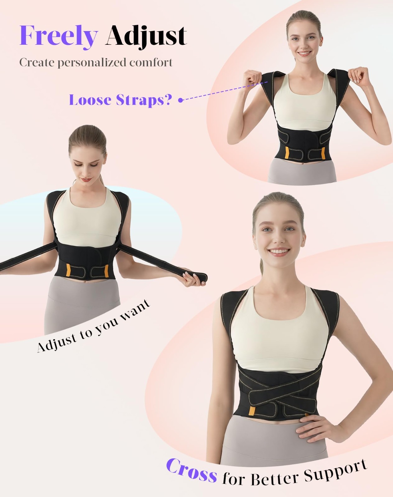 Adjustable Posture Corrector Brace for Men & Women, Back Support, Neck Pain Reli