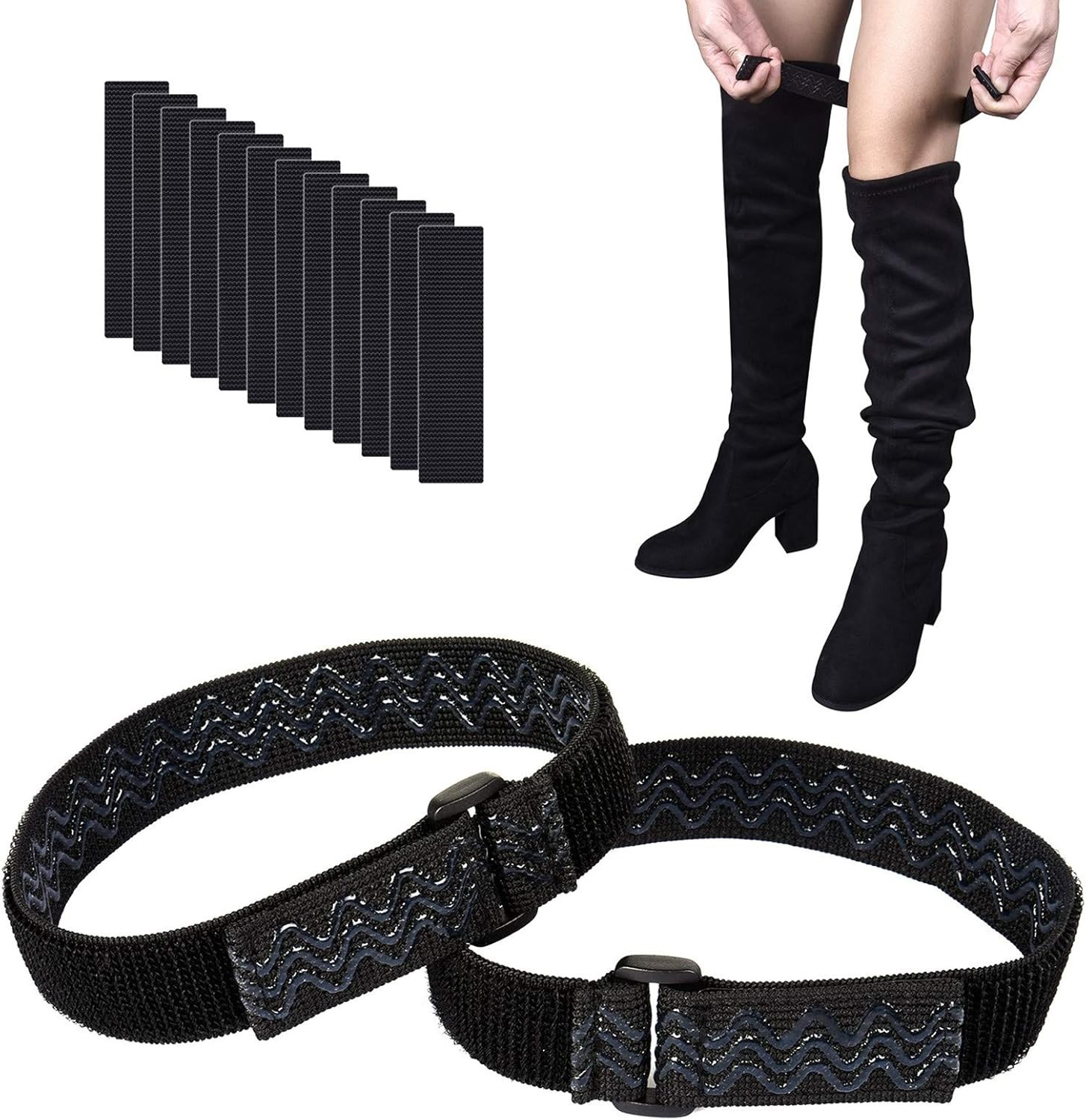Boot Straps, 1 Pair Knee Straps of Elastic 34.3 Cm, Black