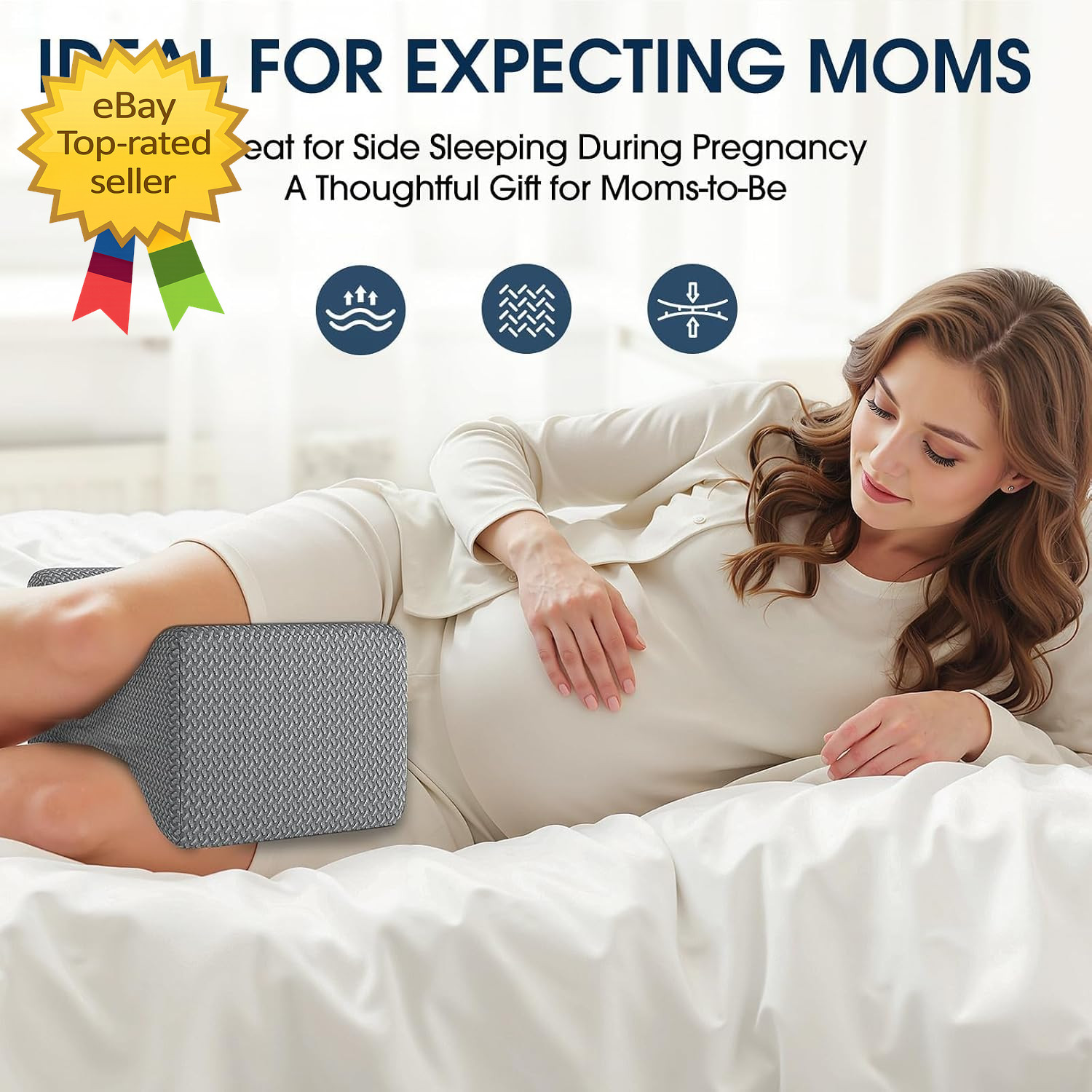 Memory Foam Knee Leg Pillow Side Sleepers Ergonomic Hip Back Support Grey Large
