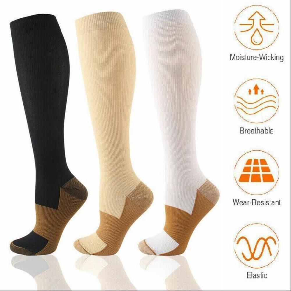 Recovery Running Stretch Compression Socks Graduated Circulation Knee High US
