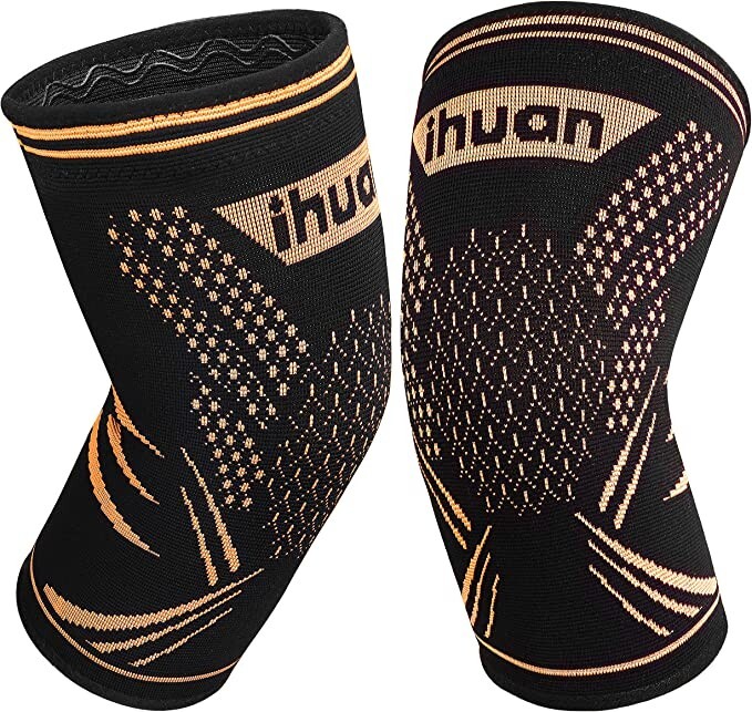 2 Pack Copper Knee Braces Knee Compression Sleeves for Knee Pain, Injury Recove