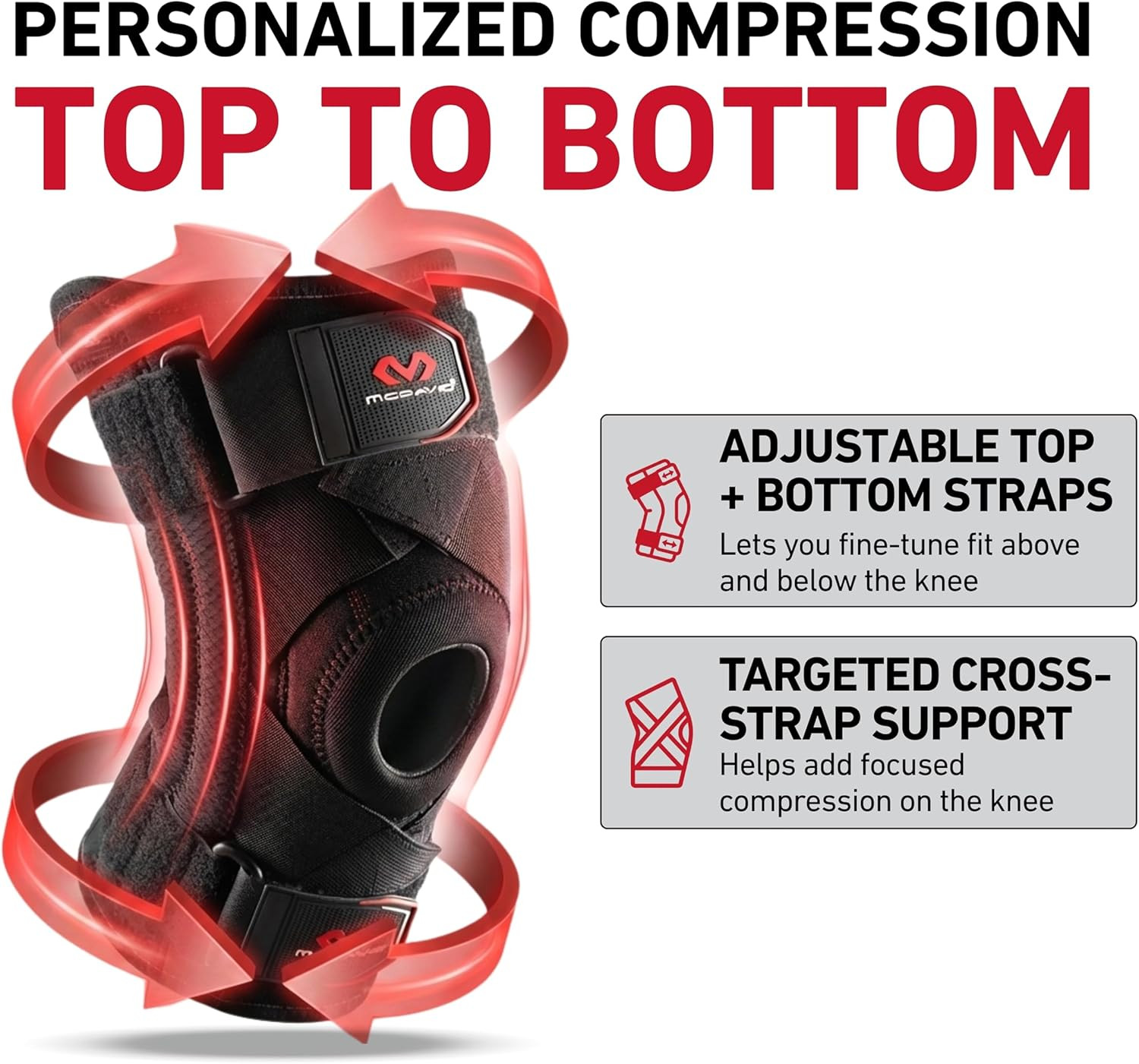 Knee Brace Support with Side Stays, Compression Knee Sleeve & Cross Straps for P