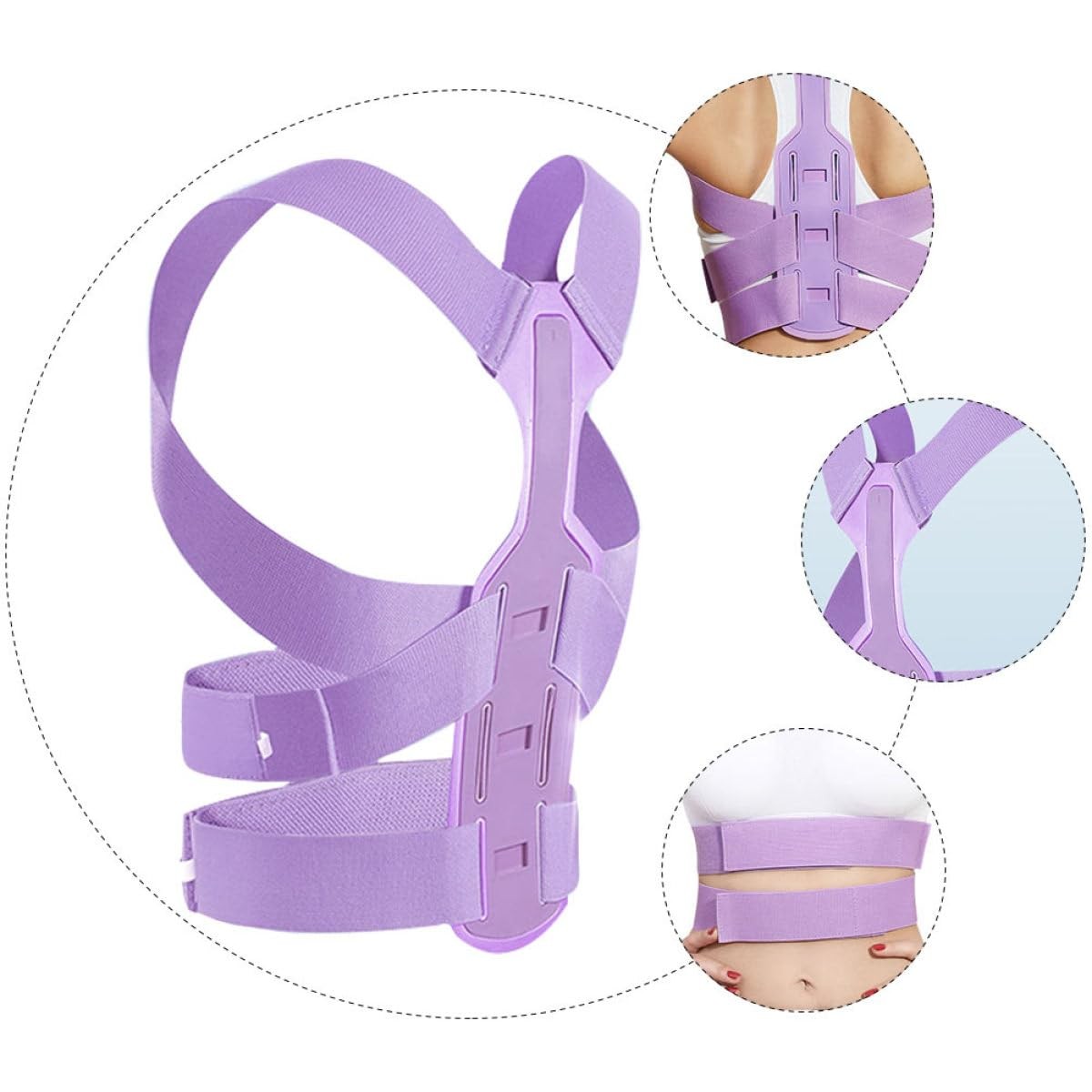 Milisten Back Posture Corrector Adjustable Straightener 42x48cm, Purple
