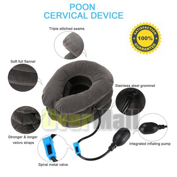 USA Cervical Neck Traction Device Inflatable & Adjustable Neck Stretcher Pillow