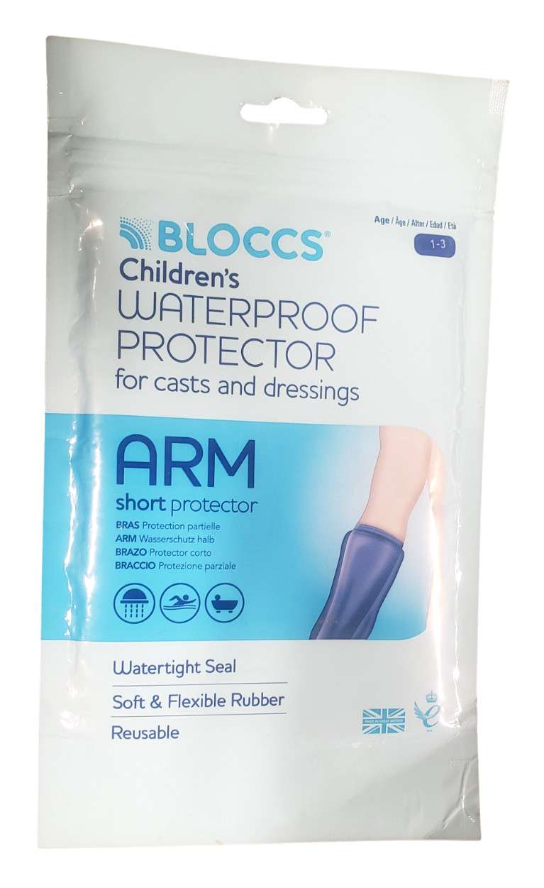 Bloccs Kids Waterproof Cast Protector Arm Short Age 1-3 Shower Bath Swimming NEW