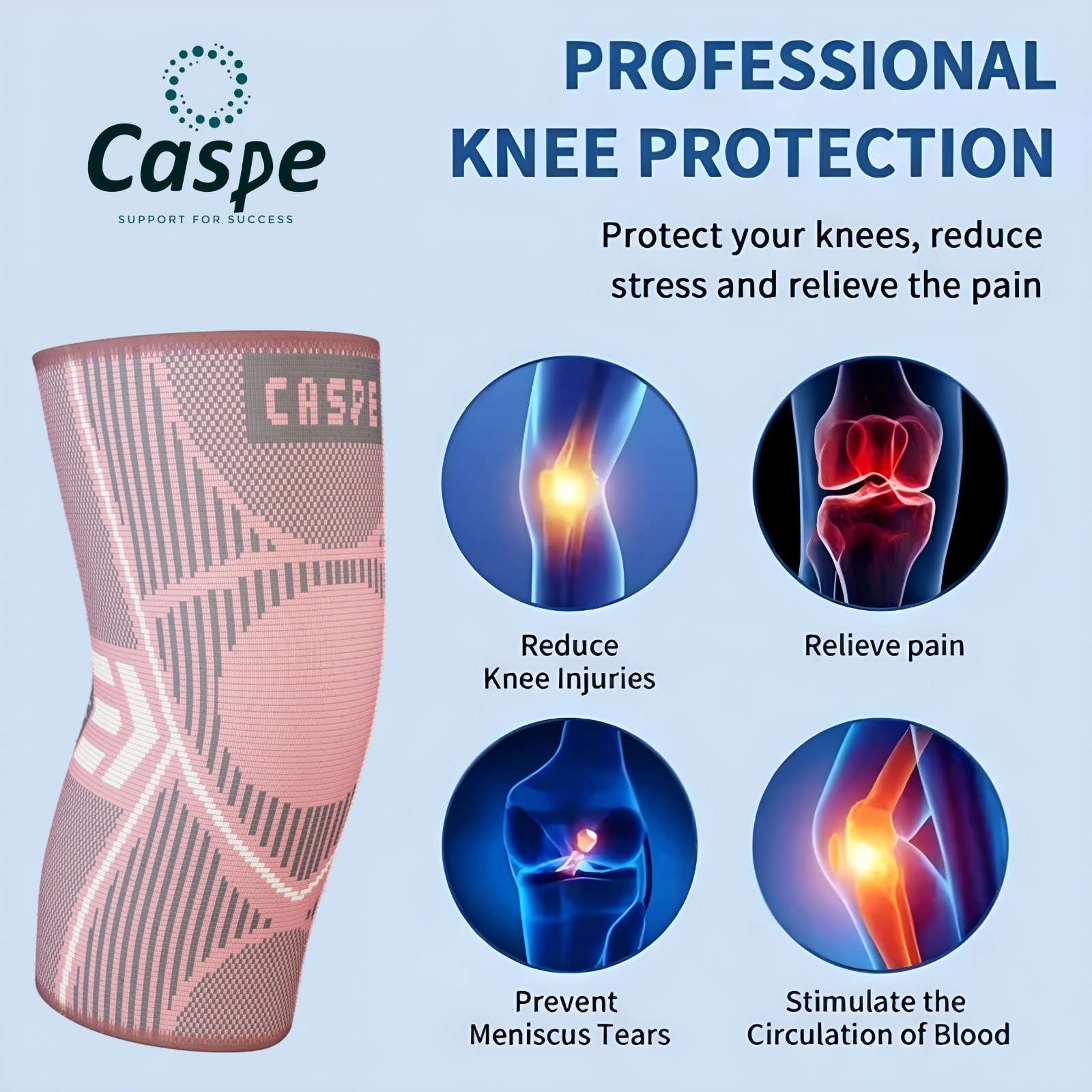 Caspe 2 Pcs Knee Brace for Women Knee Joint Brace Knee Compression Sleeve Relief