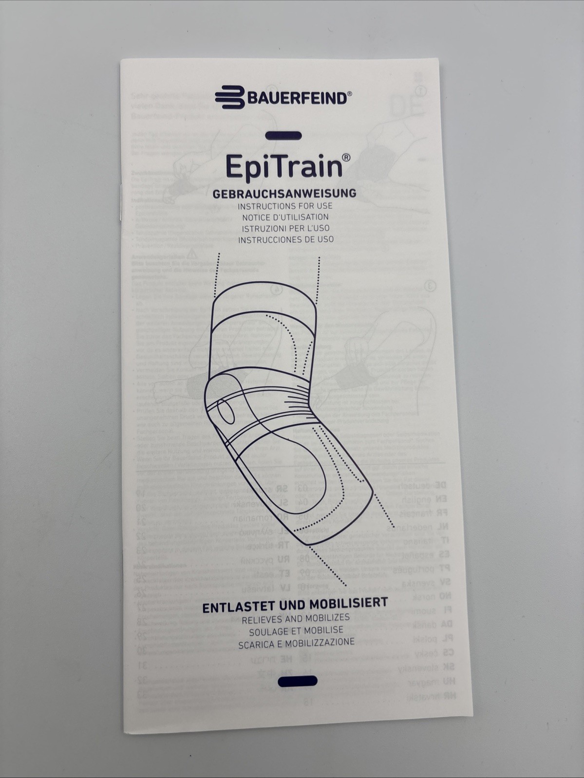 EPITRAIN ELBOW BRACE White/blue SIZE 2 BAUERFEIND made In Germany New Open Box