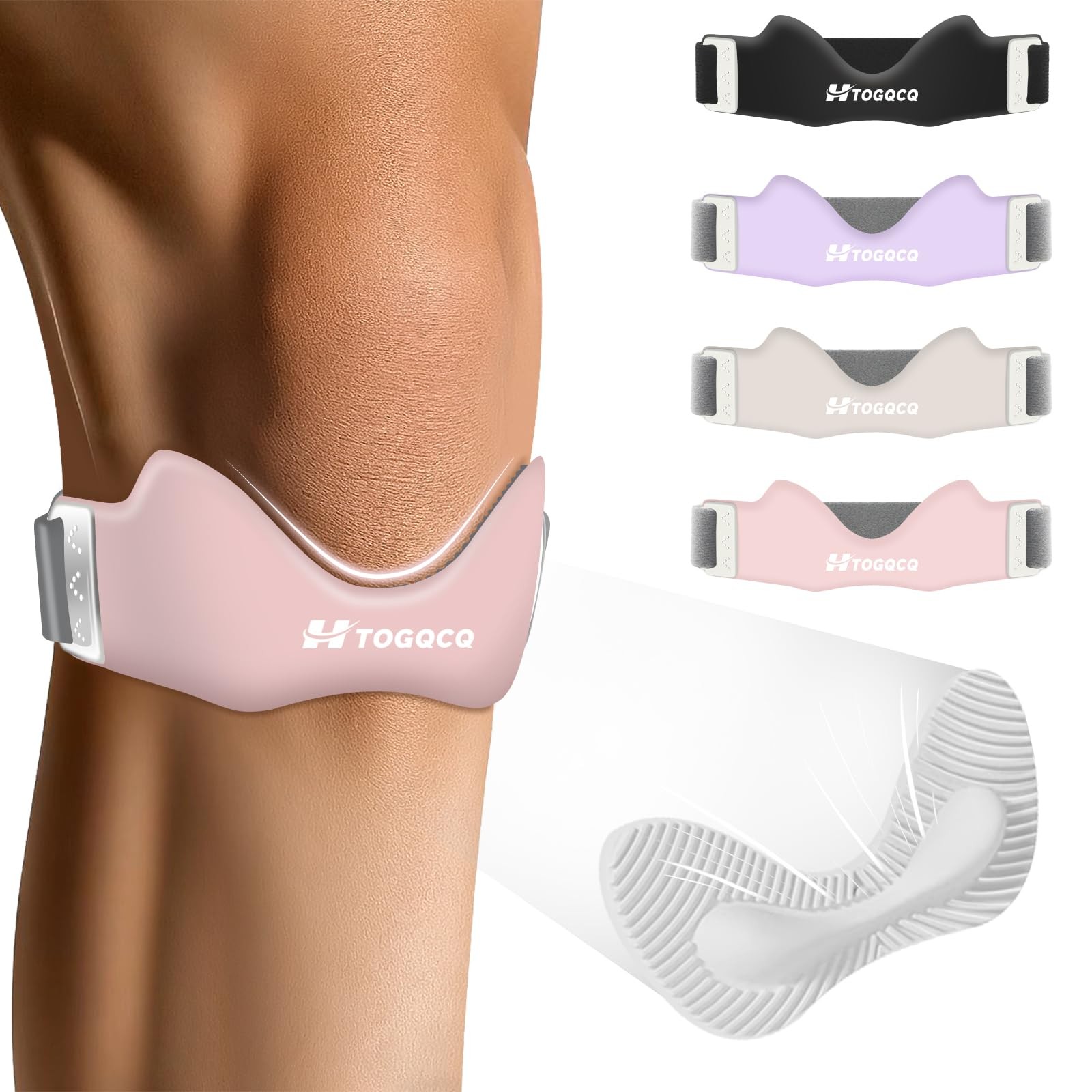 Patellar Tendon Support Strap 2 Pack, Knee Brace for Women & One Size, Pink