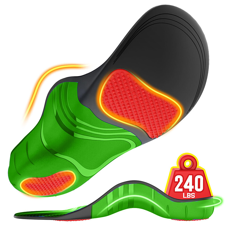 Heavy Duty High Arch Support Orthotic Insoles for Plantar Fasciitis Pain Relief