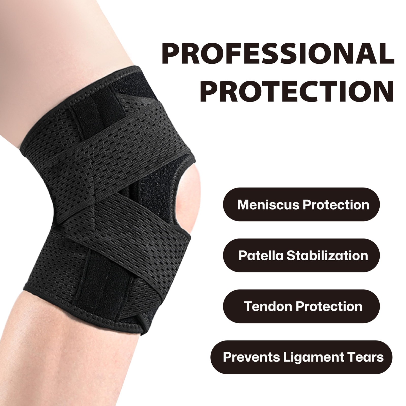 Knee Brace with Side Stabilizers for Knee Pain, Adjustable Knee Support for M…
