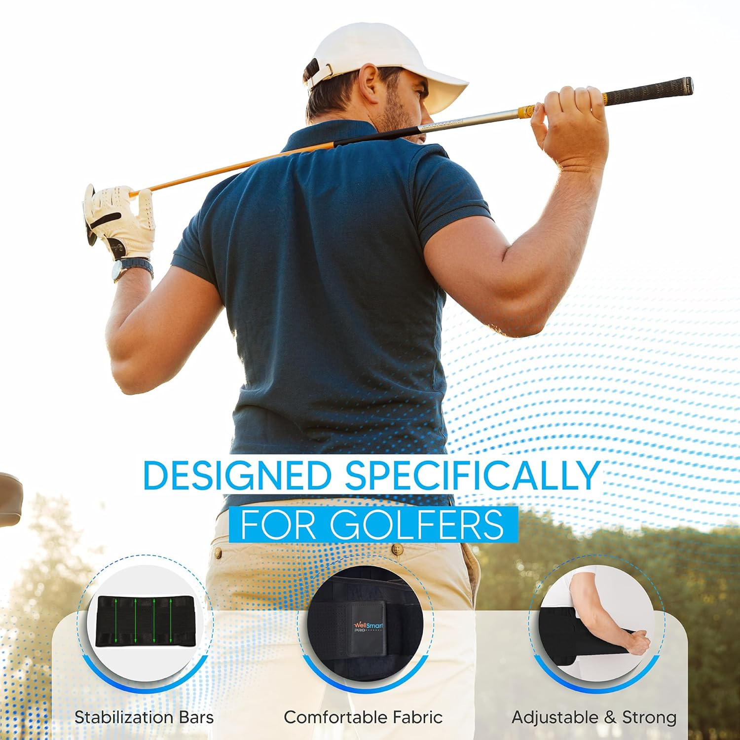 Golf Huggy Back Brace – Lower Back Support for Golf, Walking, Sports – Lightweig