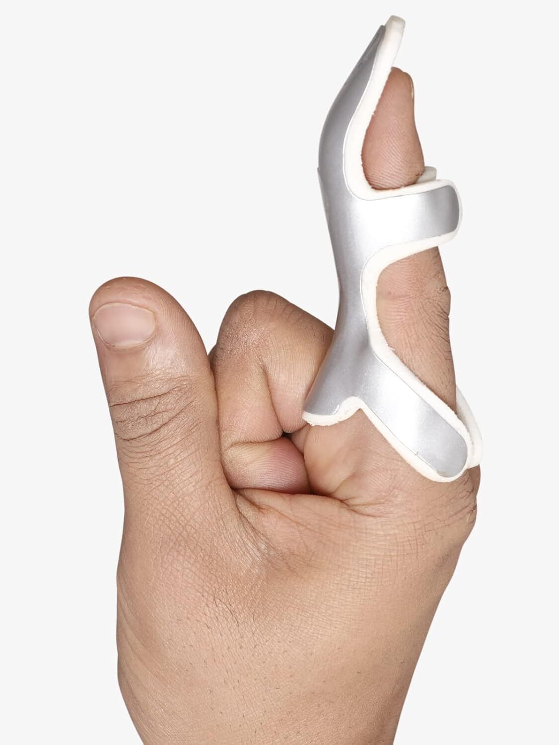 Tynor Mallet Finger Splint Silver Universal Size Curved Trigger Tendon Injury