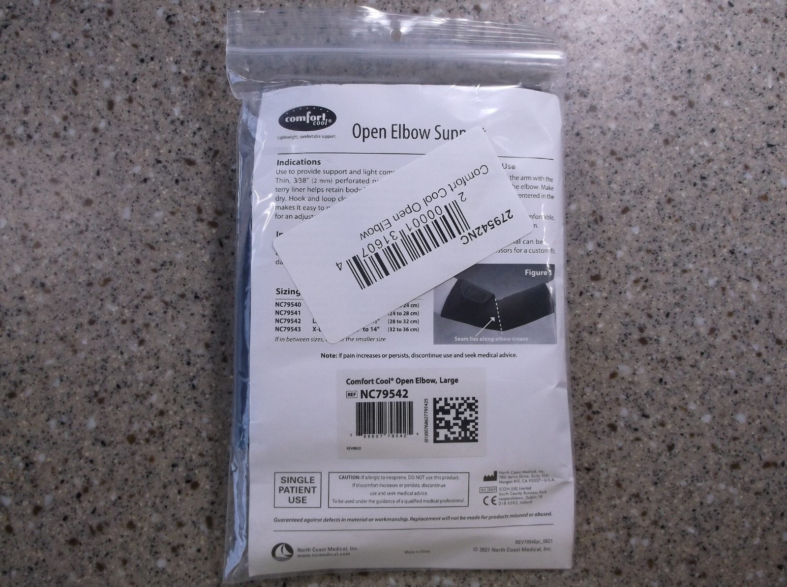 Comfort Cool Open Elbow Support, Large, Black, “NEW”, North Coast Medical, Inc.