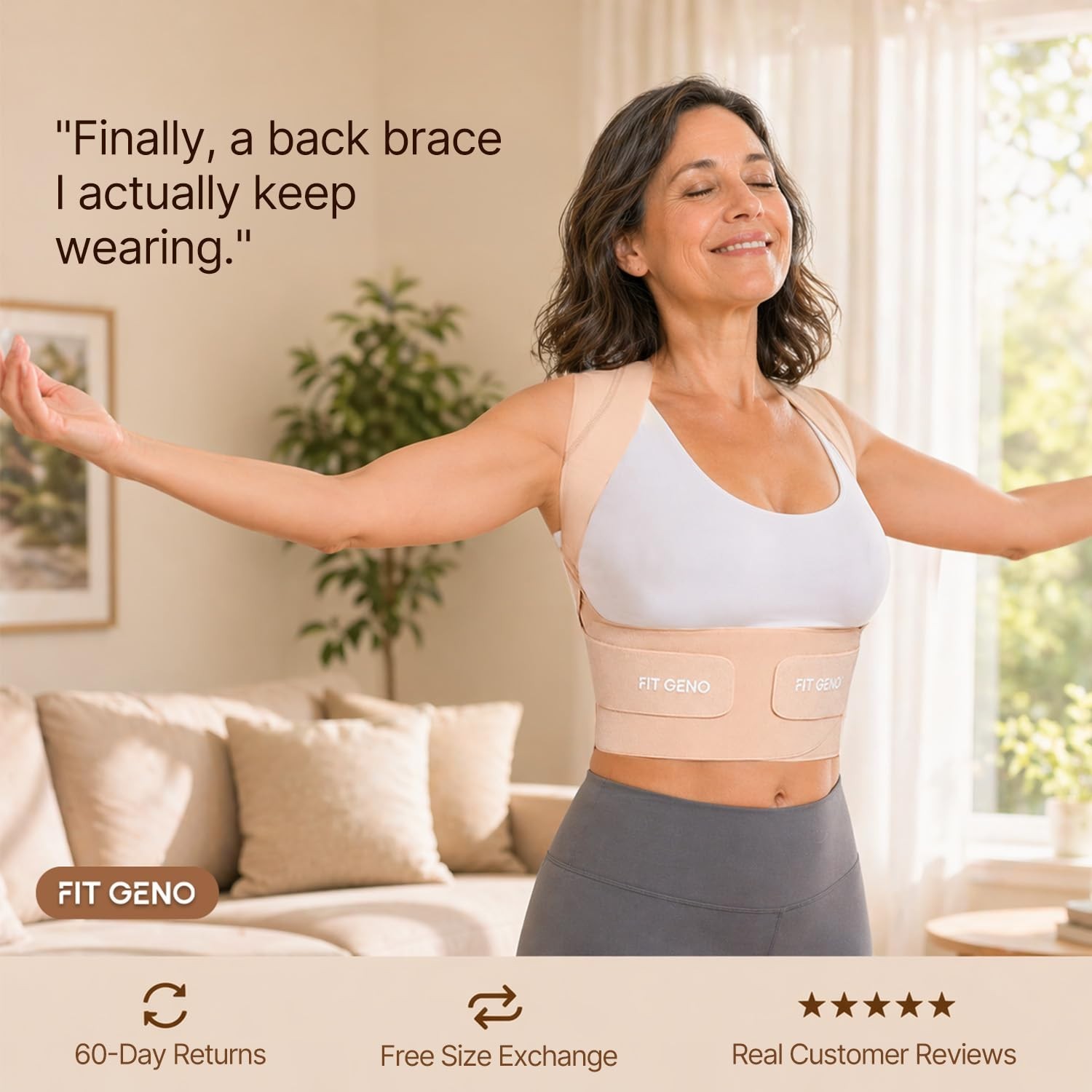 “Fit Geno Invisilite Posture Corrector Women – Invisible Back Brace for Neck & S